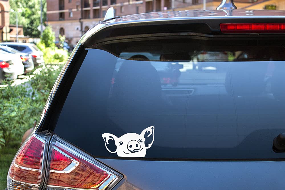 Wirester 6 Inch Clear Vinyl Decal Sticker Decoration For Car Window (Or Any Flat Surface) - Baby Pig (S2)