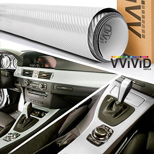 Vvivid Xpo White Carbon Fiber Car Wrap Vinyl Roll With Air Release Technology (6Ft X 5Ft)