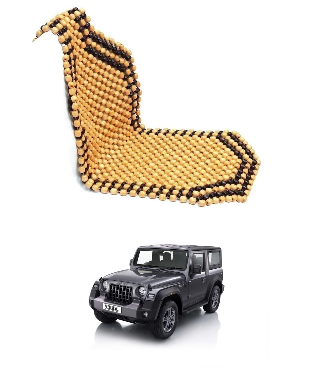 AUTOADDICT Auto Addict Car Seat Wooden Bead Seat Cover for Mahindra Thar New(2021PRESENT)