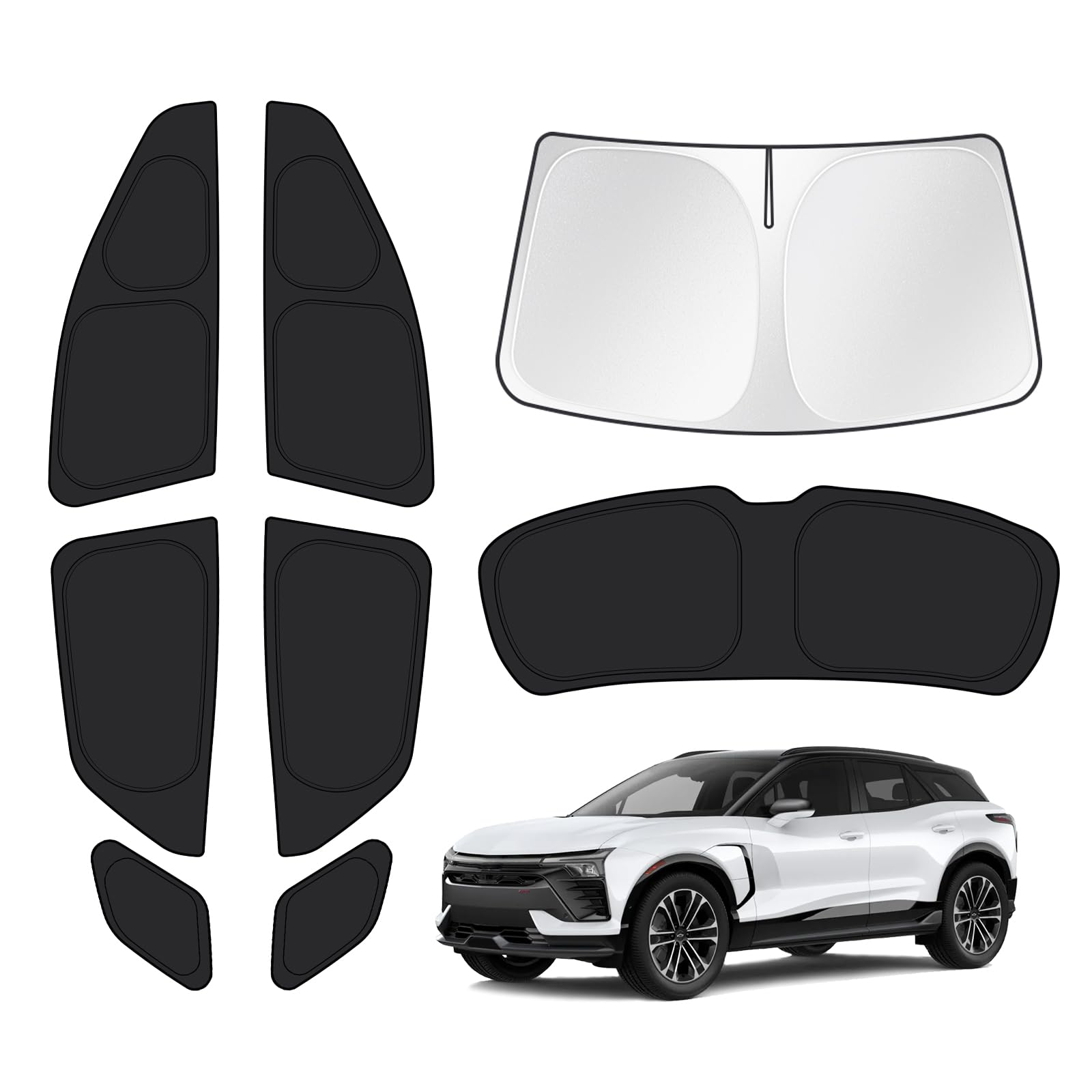 T TGBROS Car Window Shades for Chevrolet Blazer EV 2024 2025 Windshield Side Rear Window Full Set Window Shades Privacy for Blaz