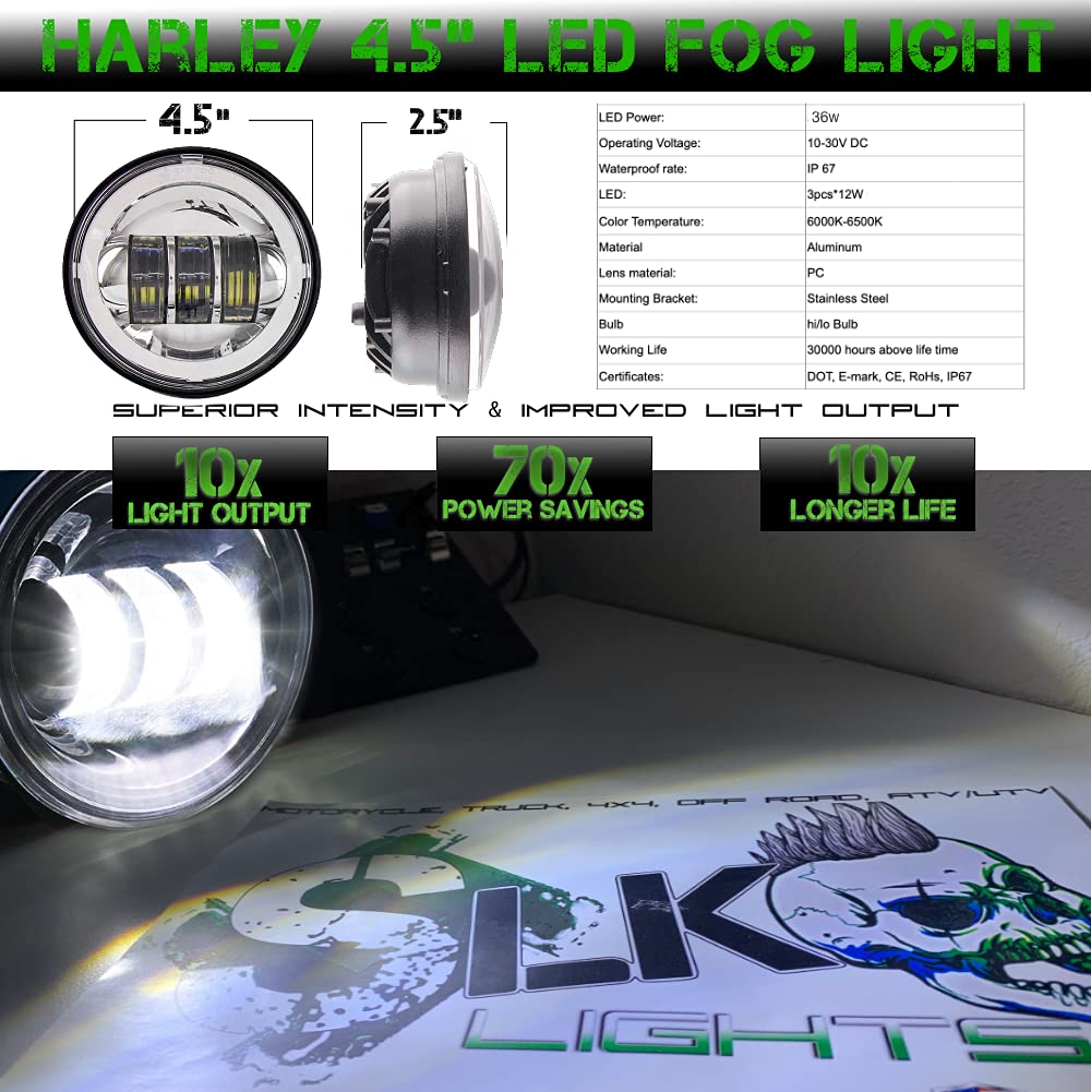 SLK-Customs 7 inch LED Headlight Fog Passing Lights DOT Kit Ring Motorcycle for Harley Davidson Touring Road King Ultra Classic