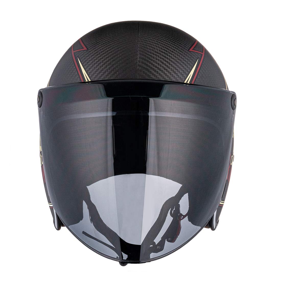 VCOROS Universal 3-Snap Flip Up Visor Shield for Retro Open Face Motorcycle Helmet - Dark Black, Free Size, Model V3