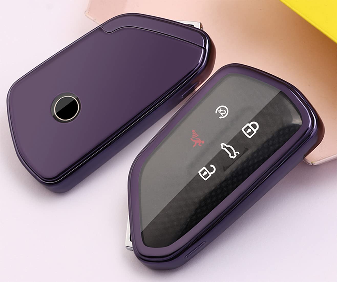 Key Fob Cover Fit For Volkswagen Vw Mk8 Golf/Gti Skoda Octavia Soft Tpu Remote Holder Skin Protector Jacket Keyless Entry Sleeve Accessories (Dark Purple)