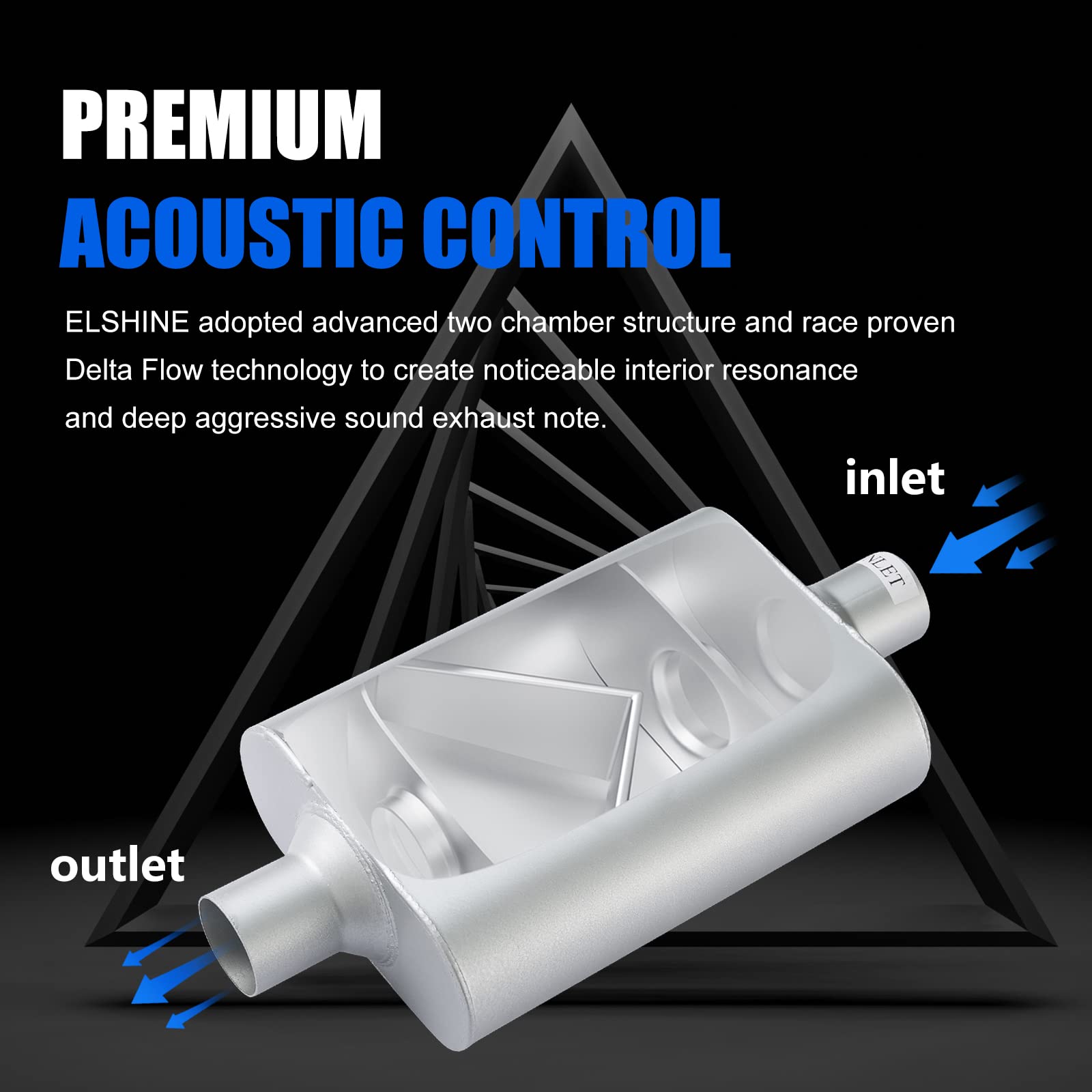 Universal Muffler 2.25 With Aggressive Sound,Anti-Corrosive Muffler,Dual Chamber Race Performance Mufflers 2.25 Inch For Cars,Tr