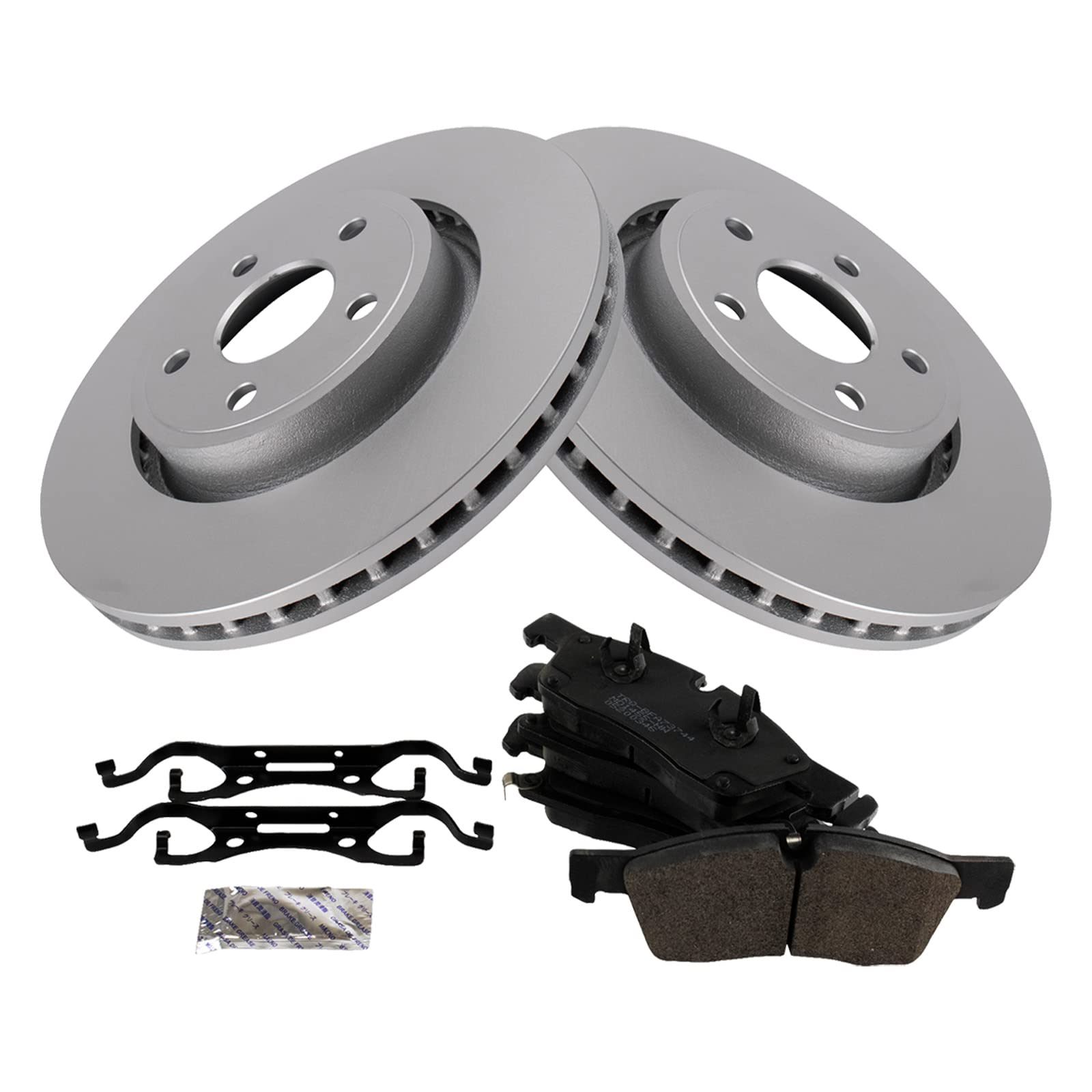 Trq Brake Pad & Rotor Kit Premium G-Coated Semi-Metallic Front Compatible With 2011-2016 Dodge Durango Jeep Grand Cherokee