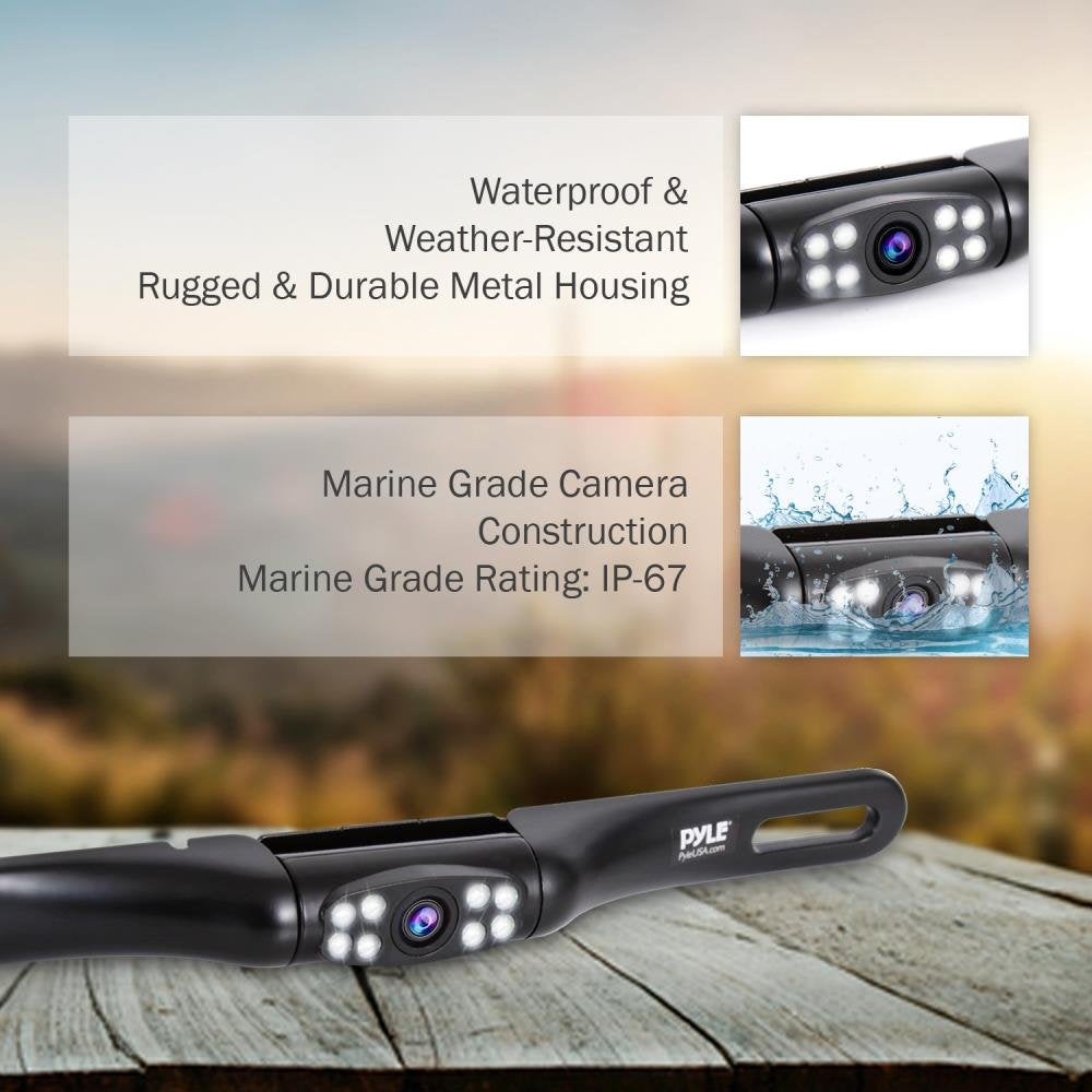 Pyle Compact Vehicle Backup Camera - Slim Bar Cam Size Tilt Adjustable Lens Angle W/ Night Vision Illumination And Ip-67 Waterpr