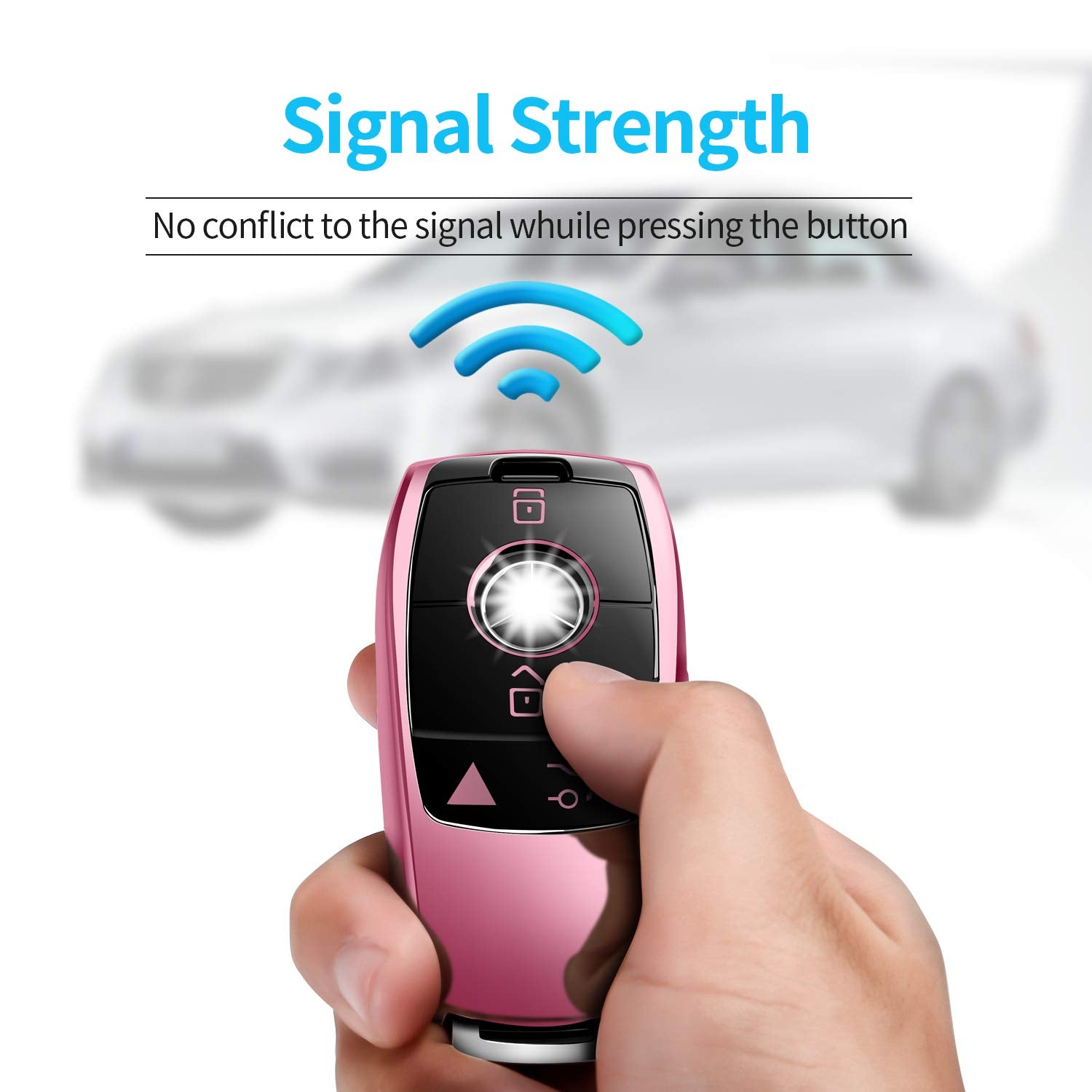 Compatible With Mercedes Benz Key Fob Cover With Keychain,Soft Tpu 360 Degree Protection Key Shell Case For 2019-2021 A-Class C-Class G-Class 2017-2020 E-Class S-Class (Pink)