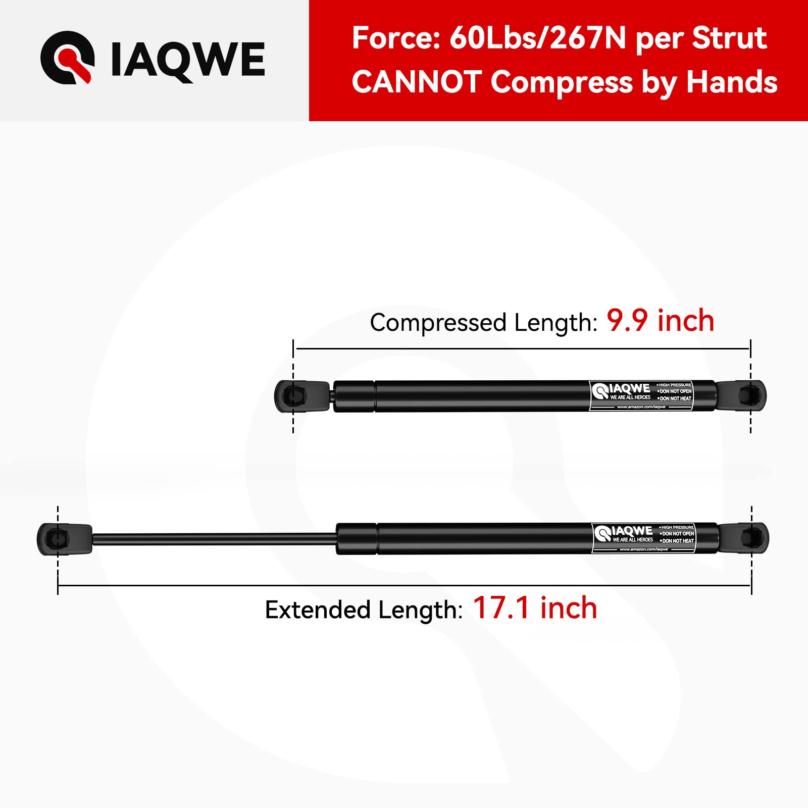 C1606867 17 Inch 60Lbs/267N Gas Struts Lift Support Shocks Springs For Are Atc Leer Truck Camper Shell Rear Topper Window Truck Canopy Cap Toolbox Lid Boat Hatch Cover 2Pcs By Iaqwe