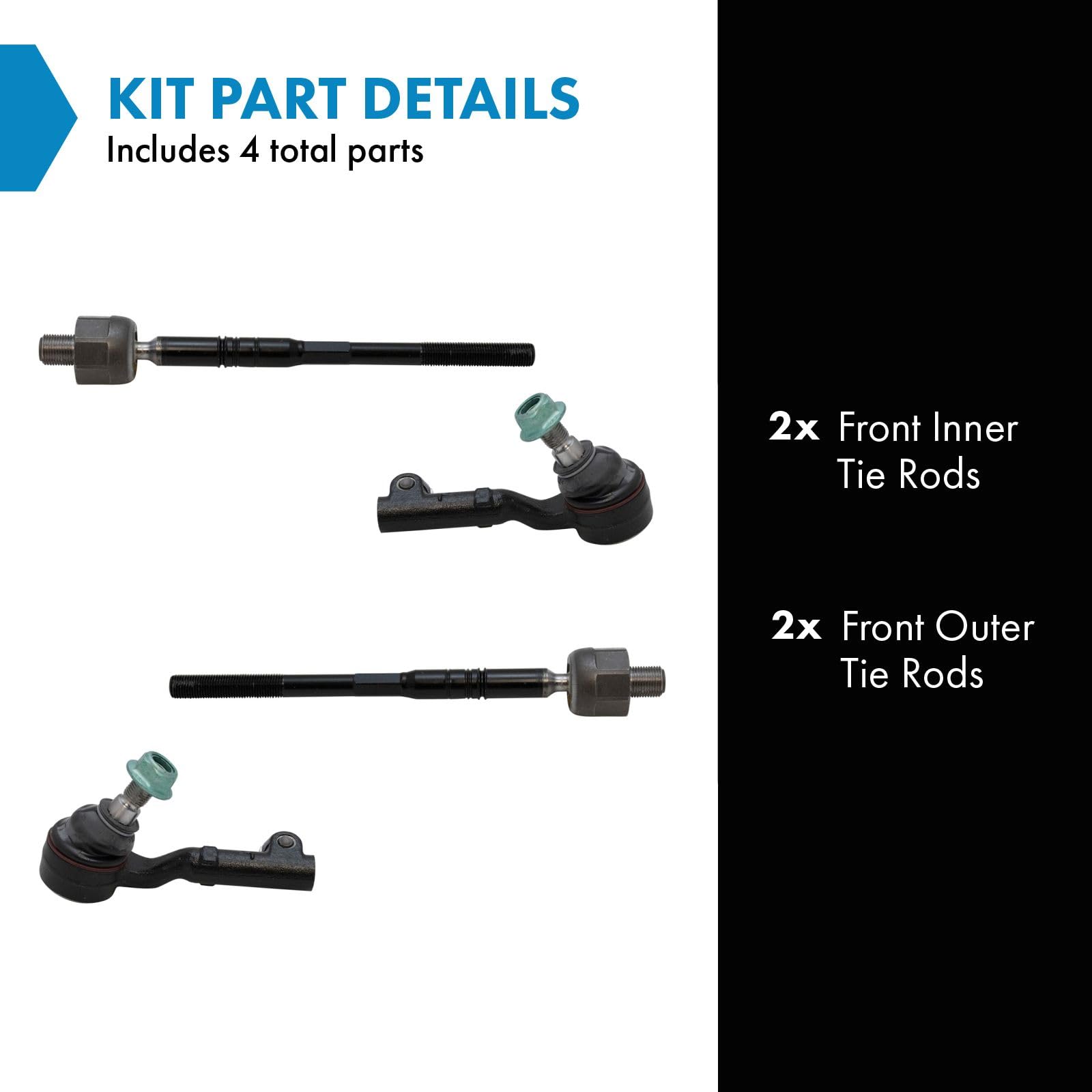 Trq Front Inner And Outer Tie Rod Set Compatible With 2006 Bmw 325Xi 2009-2013 328I Xdrive 2007-2008 328Xi 330Xi 335I Xdrive 201