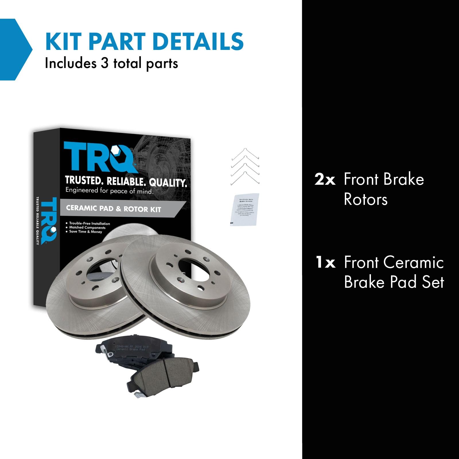 Trq Front Brake Pad & Rotor Kit Brake Pads Brake Rotor Ceramic Compatible With 2003-2005 Honda Civic 1994-1997 Civic Del Sol 200