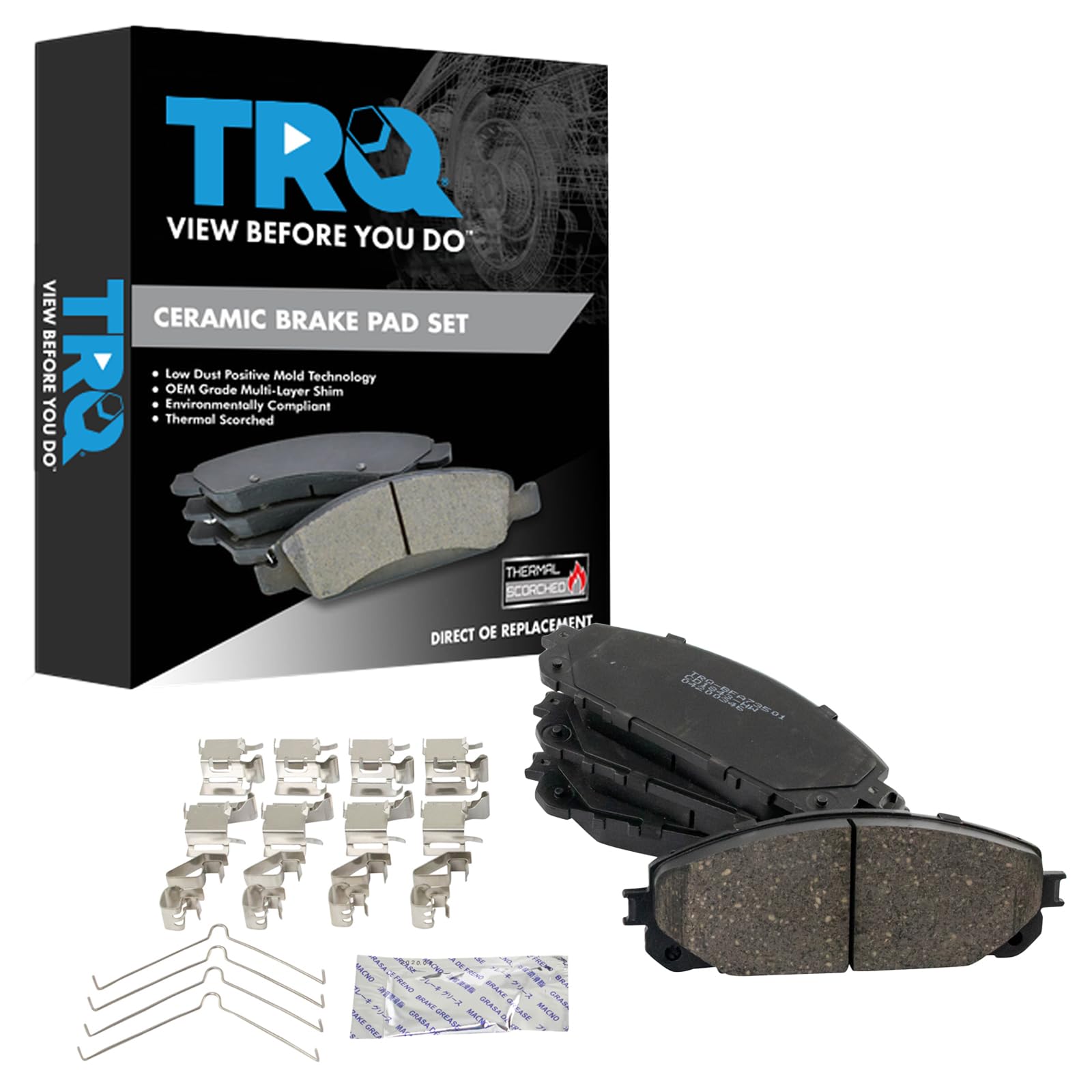 TRQ Front Brake Pads Ceramic Compatible with 2016-2021 Jeep Cherokee