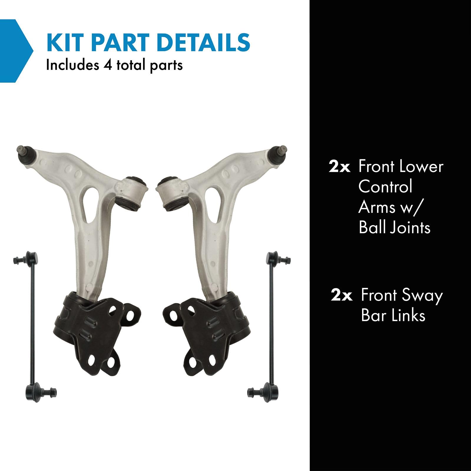 Trq Front Suspension Kit Control Arm With Ball Joint Sway Bar Stabilizer Link Compatible With 2013-2018 Ford C-Max 2012-2018 Foc