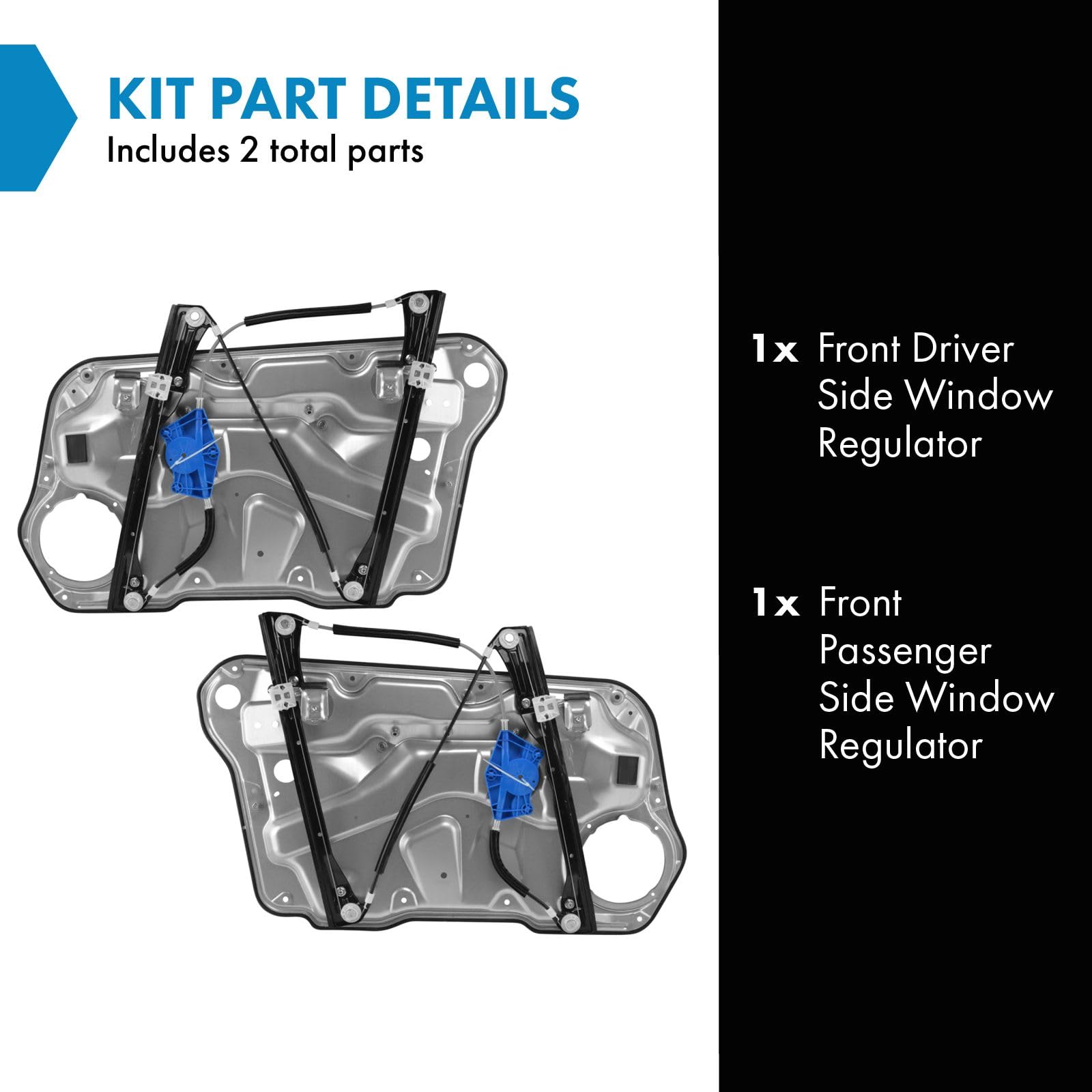 Trq Front Power Window Regulator Set Compatible With 1999-2006 Volkswagen Golf 1999-2005 Jetta