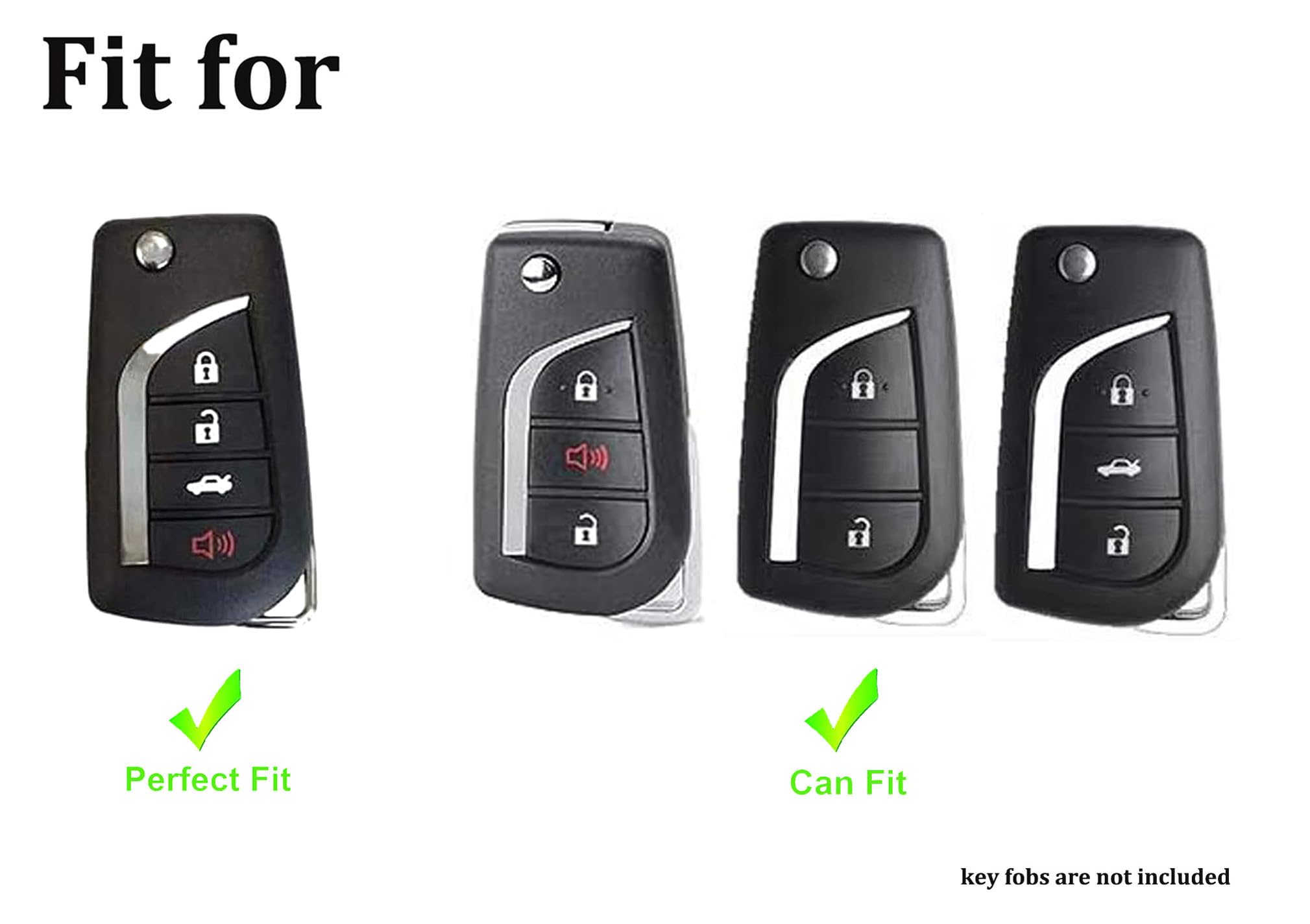 Arruweer Key Fob Cover For Toyota Soft Tpu Flip Key Fob Case Holder Protector Compatiable With Avalon Camry Corolla Fortuner Hig