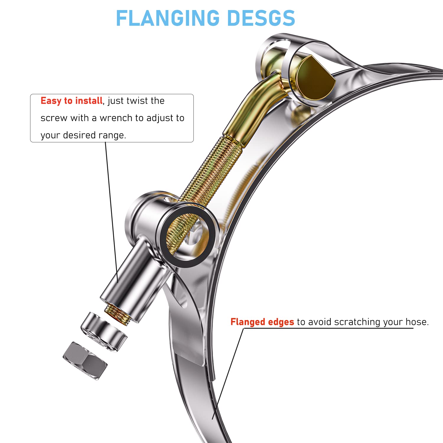 Peromi 10Pack T Bolt Hose Clamp 36-40Mm For 1-3/16 '' Hose Id, Stainless Steel Radiator Heavy Duty Hose Clamp Intake Clamp