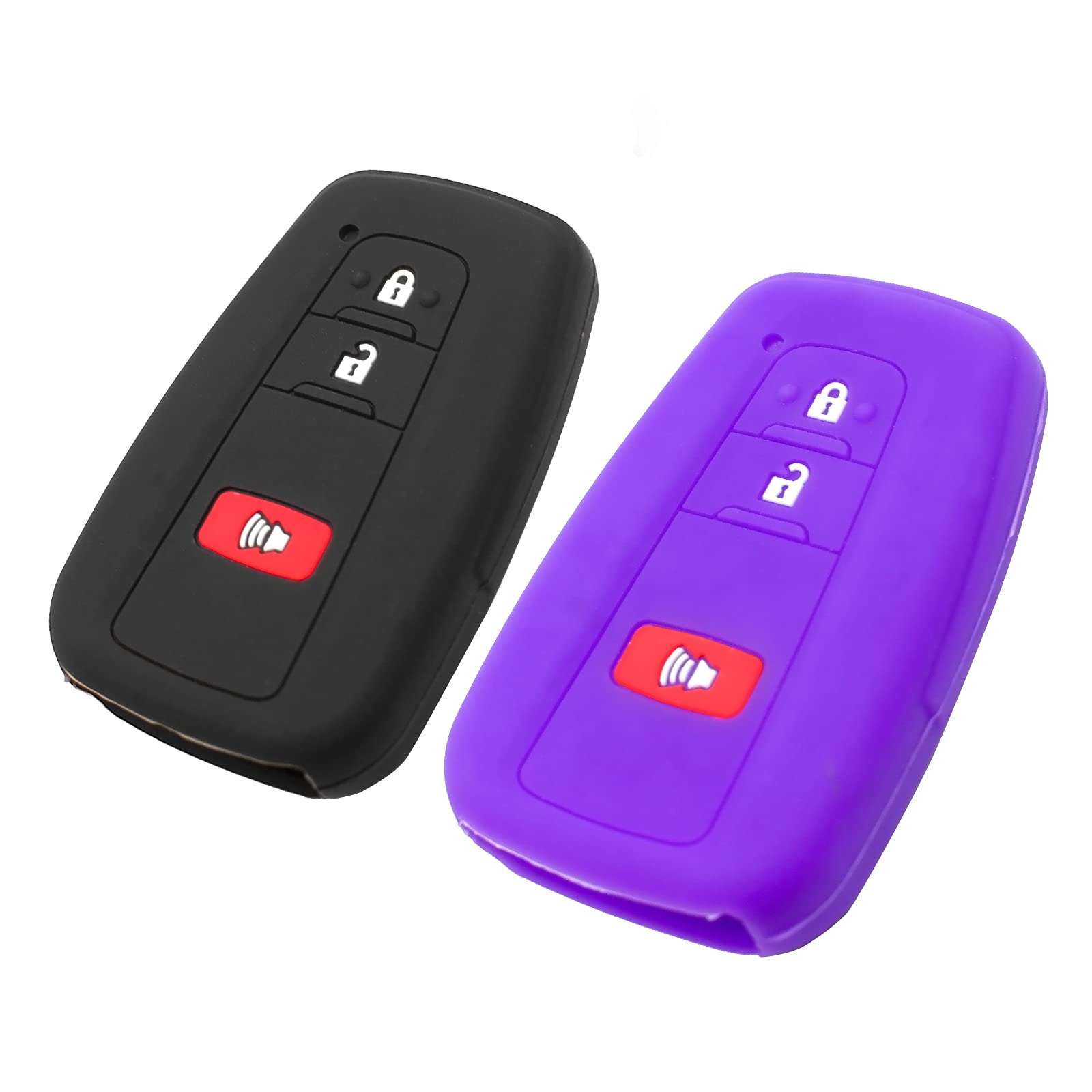 Eyanbis Silicone Key Fob Cover Fit For Toyota 4Runner C-Hr Corolla Rav4 Highlander Prius Prime C V Awd-E Smart 3 Buttons Key Fob