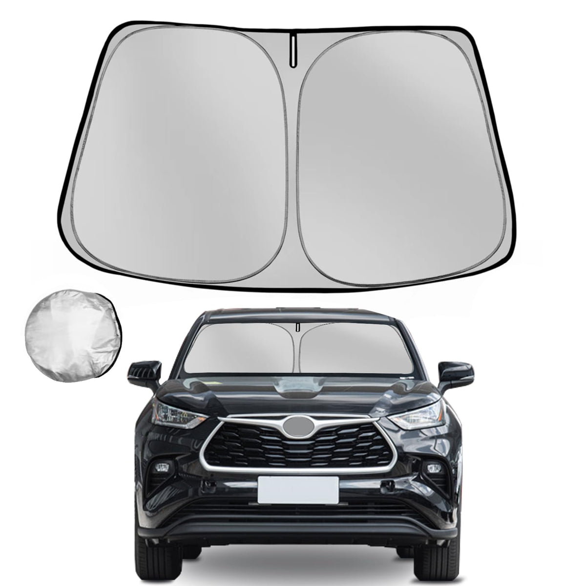Fonowka Windshield Sun Shade For 2020-2025 Toyota Highlander Foldable Sun Sunshade For Car Front Window Blocks Uv Rays And Heat