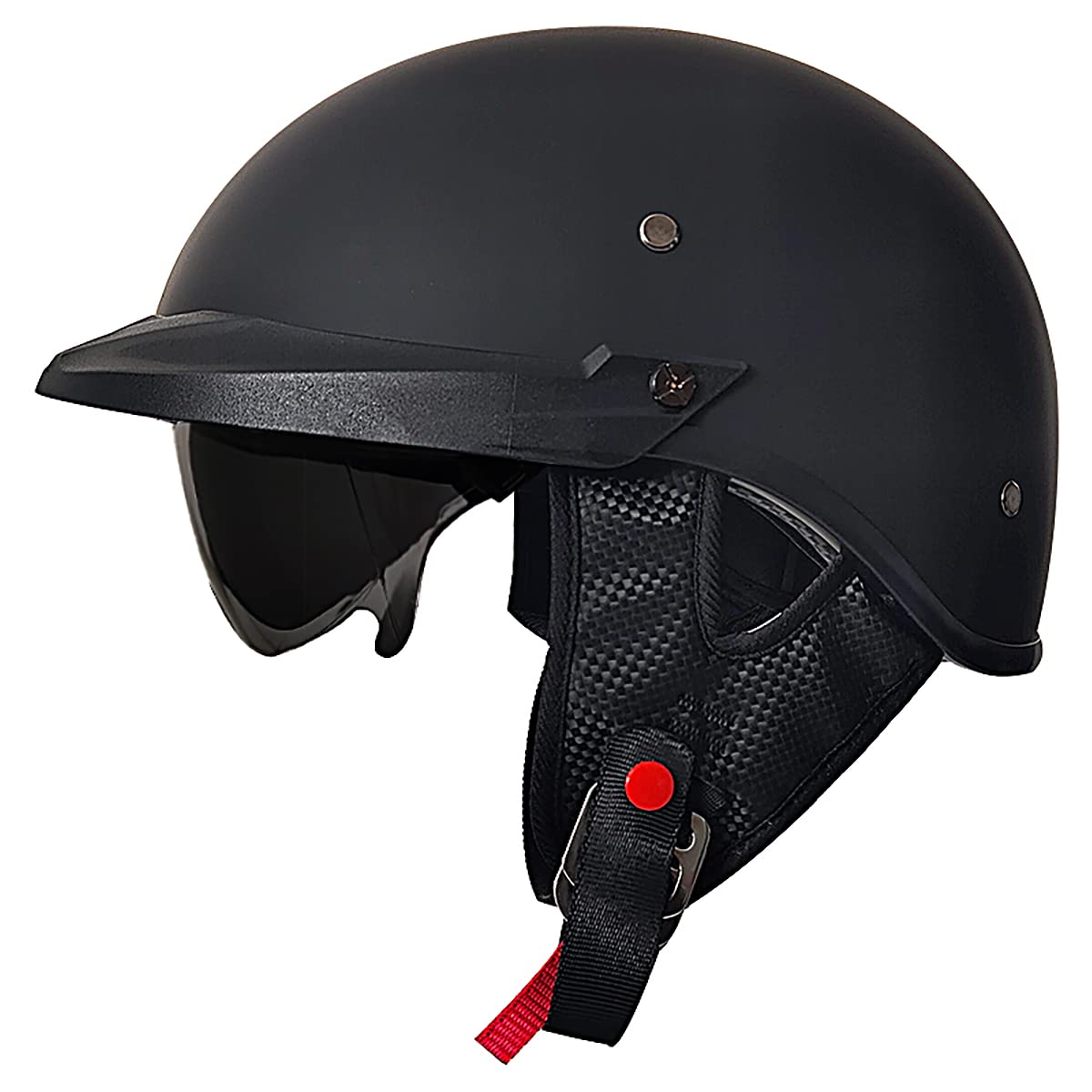 Motorcycle Half Helmet With Sun Visor Motorcycle Helmets For Men Women Helmet For Adult Scooter Atv Cruiser Dot Approved (Matte 