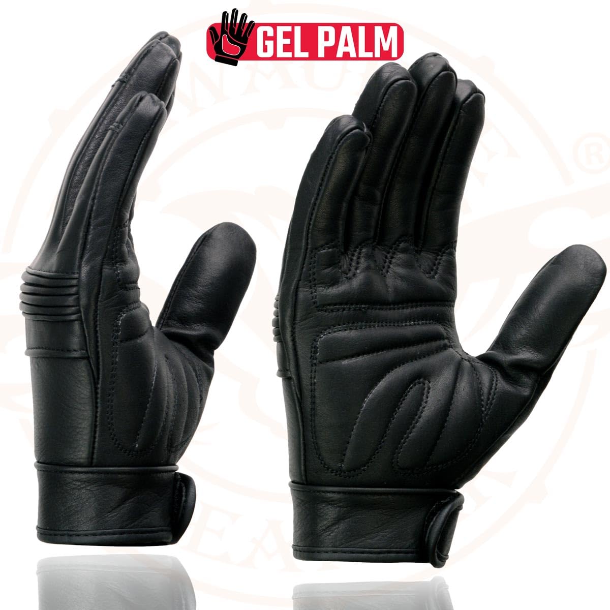 Milwaukee Leather Men's Motorcycle Gloves, Black Leather with Gel Palm, Flex Knuckles, Large, Model MG7535-BLK-L