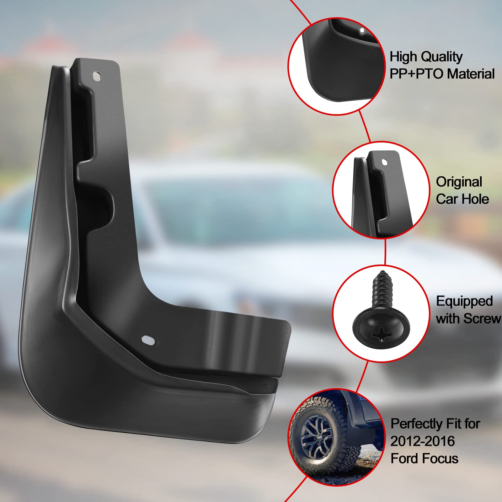 Bdfhyk Mud Flaps Splash Guards 4Pcs Front & Rear Side Mud Guards Compatible For 2012-2016 Focus Without Oem Fender Flares