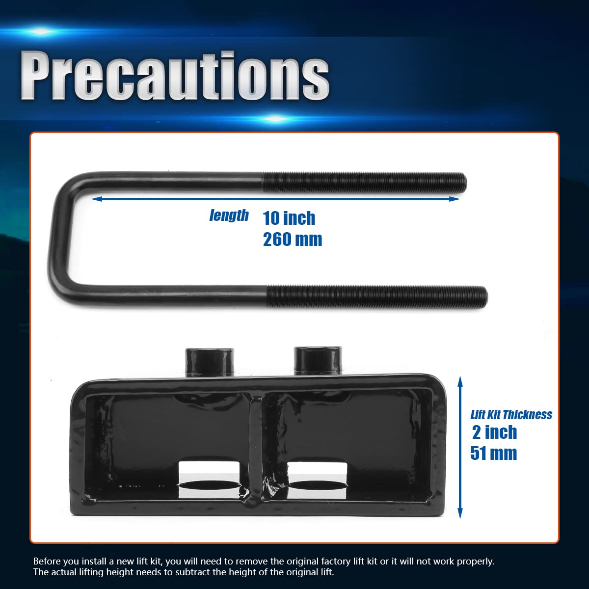Gasupply 2'' Rear Leveling Lift Kits,Compatible With 2004-2020 Ford F150 2Wd 4Wd, 2 Inch Forged Aluminum Block With Extended U B