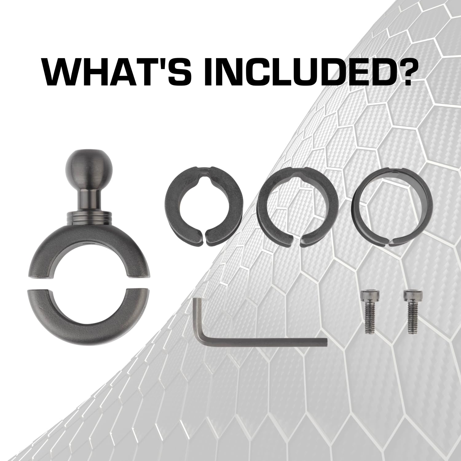 Bulletpoint Aluminum Handlebar Clamp with 20mm Ball Mount fits 0.875'', 1'', 1.125'' and 1.25'' Bar