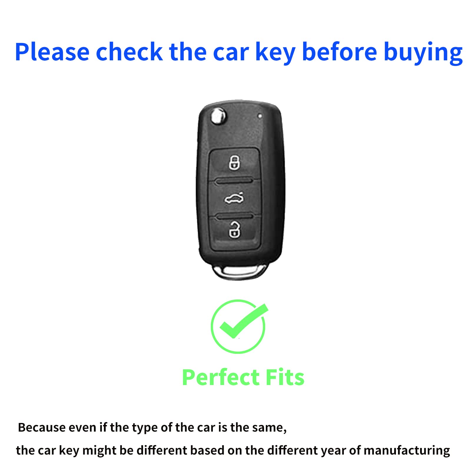 LCXJMWKL for VW Volkswagen Key Fob Cover, Compatible with VW Jetta Beetle Tiguan Passat Golf MK6 Polo 3 Buttons Key Fob Premium