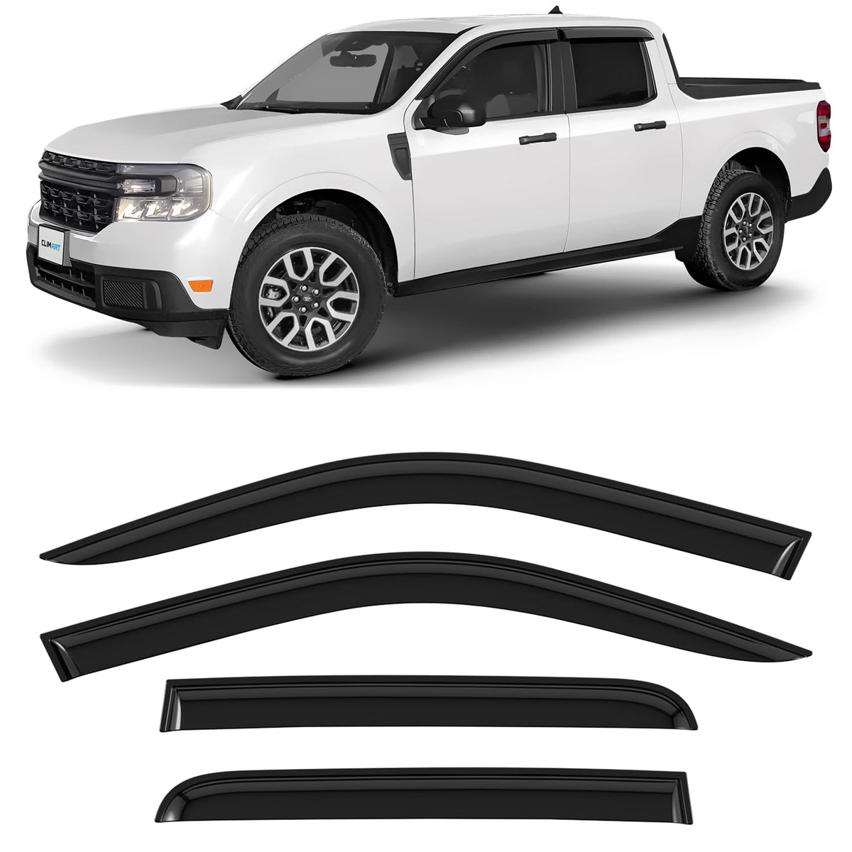 Clim Art Incredibly Durable Rain Guards For Ford Maverick 2022-2025, Original Tape-On Window Deflectors, Vent Deflector, Window