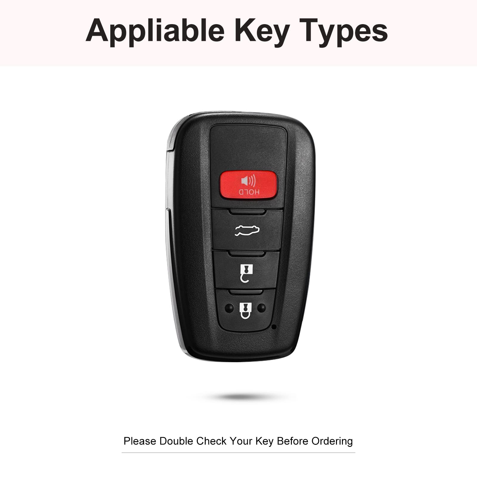 Ruabiban Compatible With Toyota Key Fob Cover With Keychain, Pink Genuine Leather Crystal Key Case Protection Shell For 2018-202