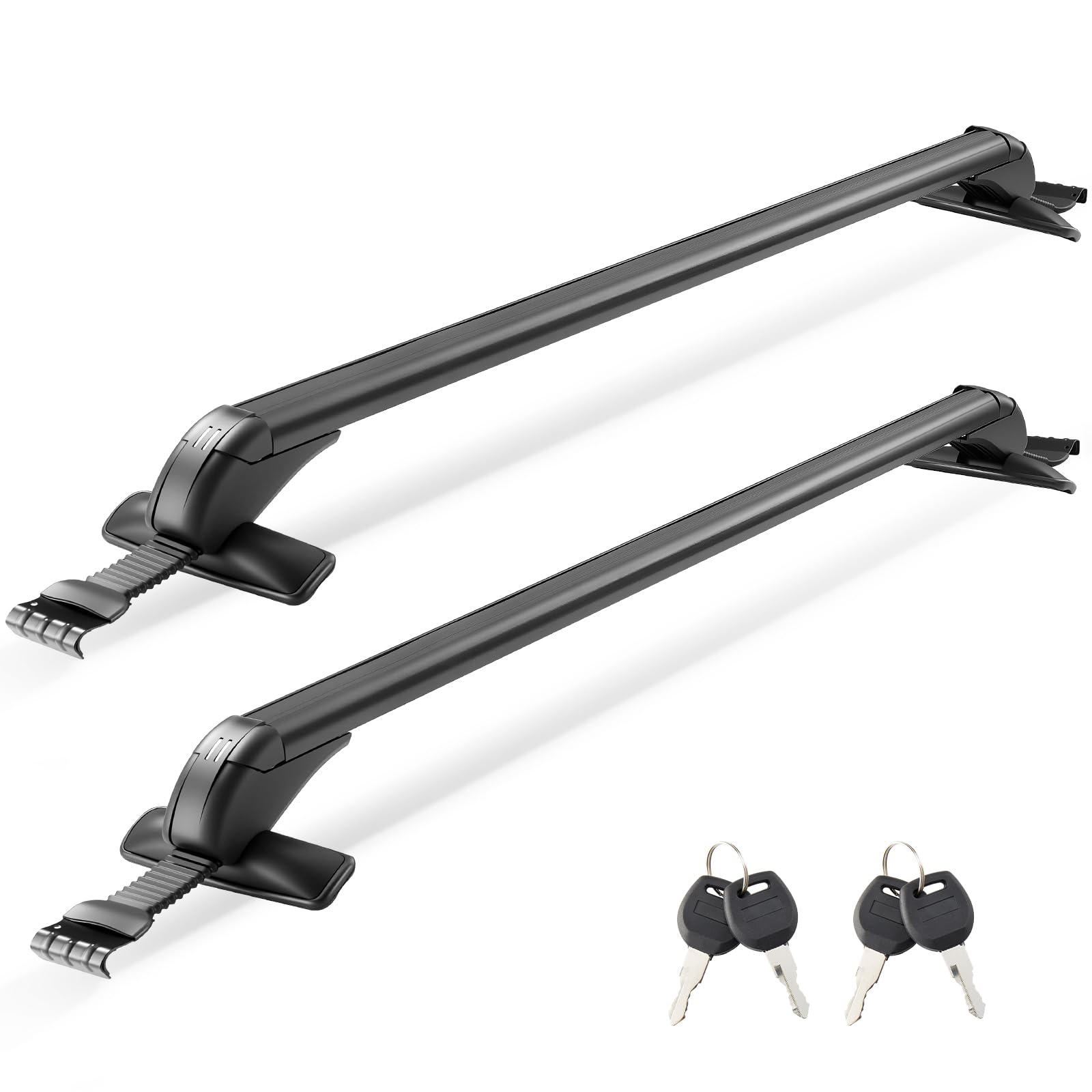 VEVOR Roof Rack Cross Bars, Universal Fit for Naked Roofs Without Raised Rails/Flush Rail/Black Moldings, 165 LBS Capacity, Lock