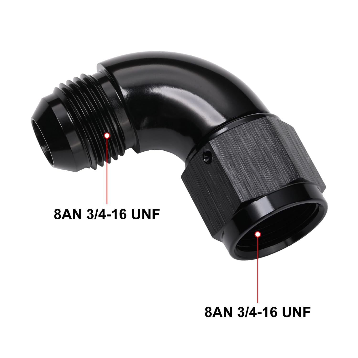 Podavelle 90 Degree 8An Male To 8An Female Swivel Full Flow Fitting Adapter Coupler Aluminum Black