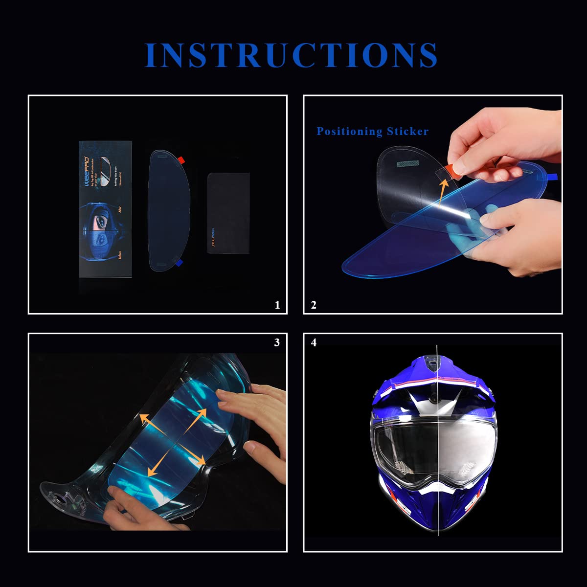 Motorcycle Helmet Visor Anti Fog Film - Helmet Face Shield Anti-Fog Insert Fog-Resistant Clear Visor For Riding In Humid Cold Weather,Easy To Install,No Glue Residue Left,Long-Term Effects,Ride Safe