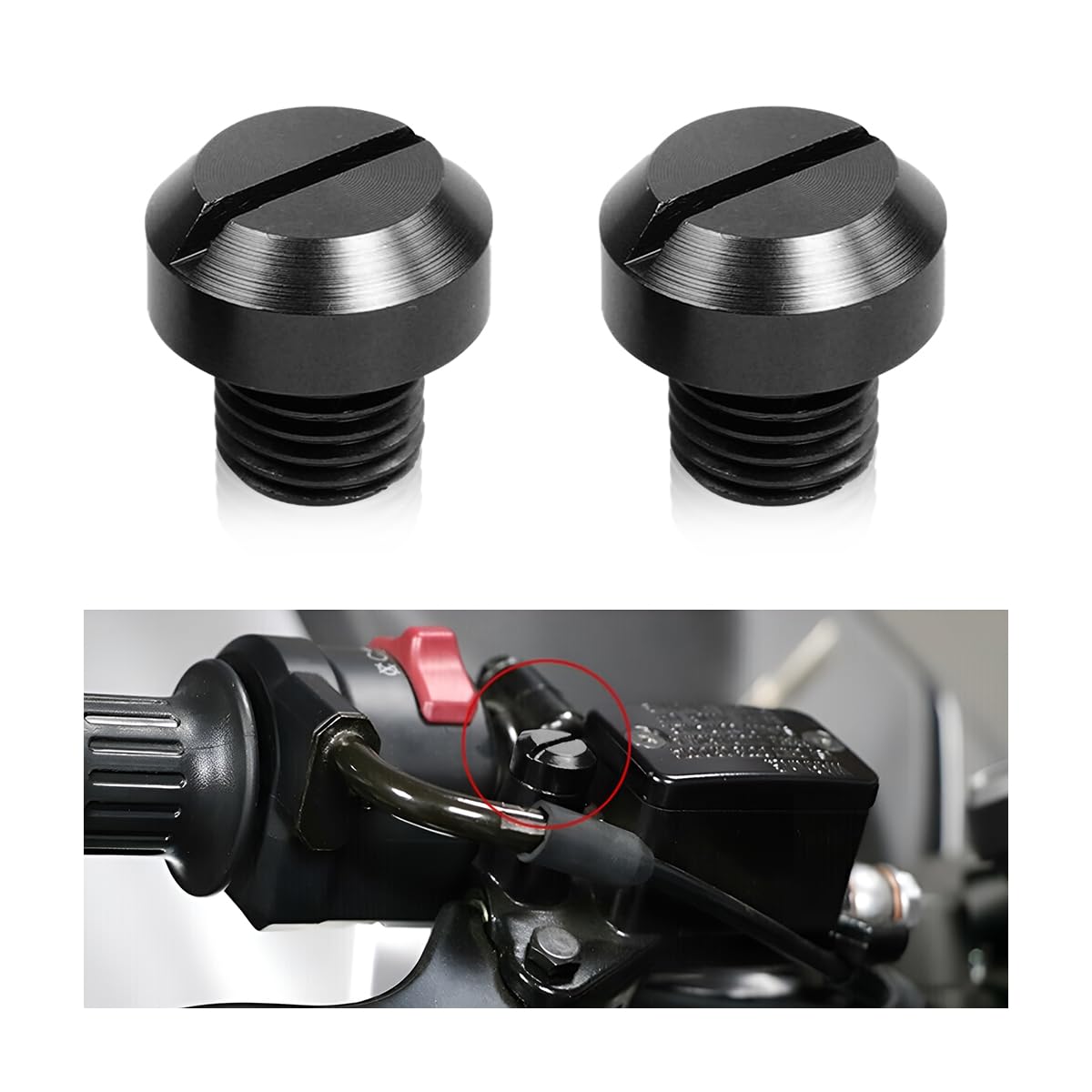 zipelo Motorcycle Mirror Screw, 2 Pcs Mirror Hole Plugs for Motor Rearview Mirrors, Blanking Motorcycle Decorative Accessories, 