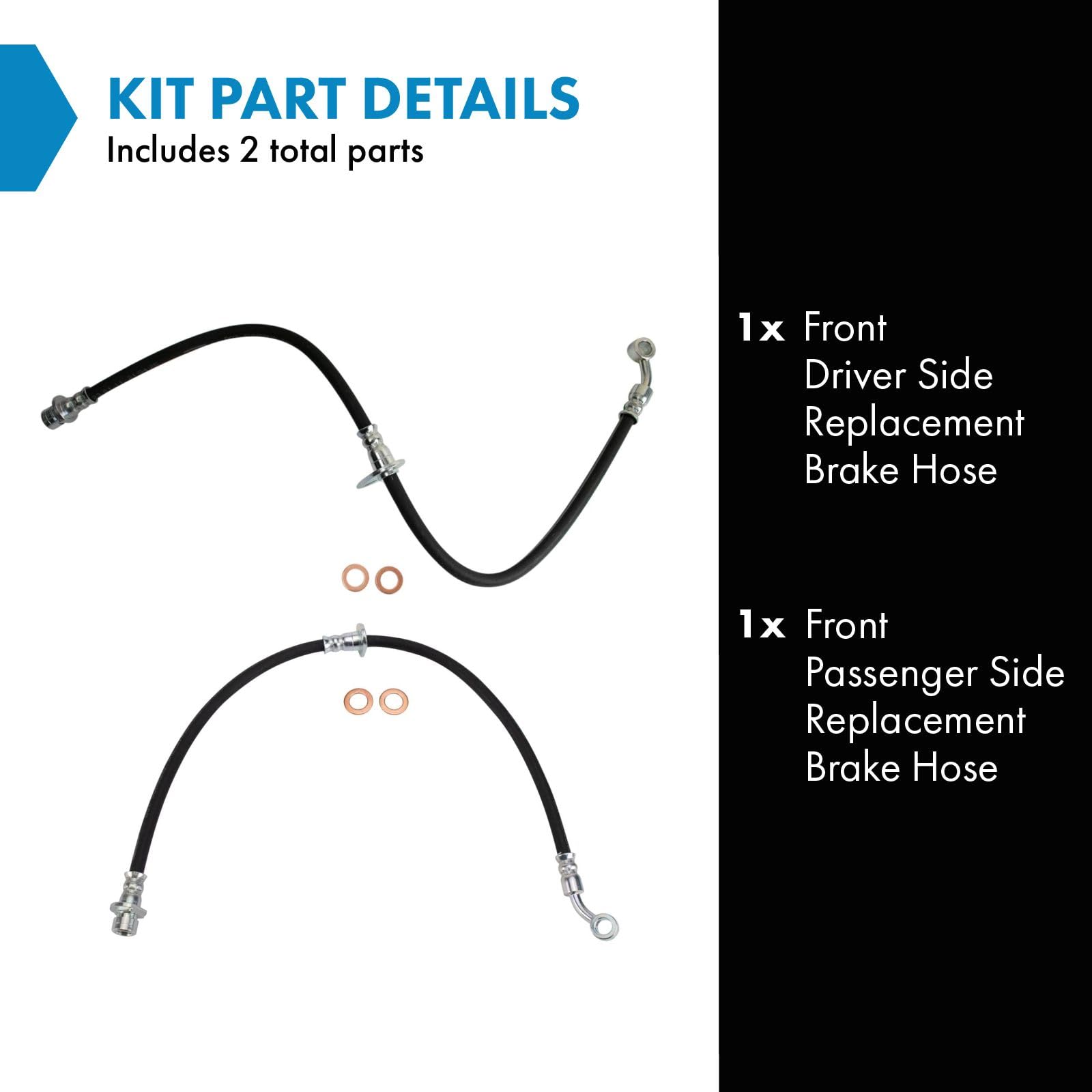 Trq Front Brake Hose Set Compatible With 2002-2006 Honda Cr-V