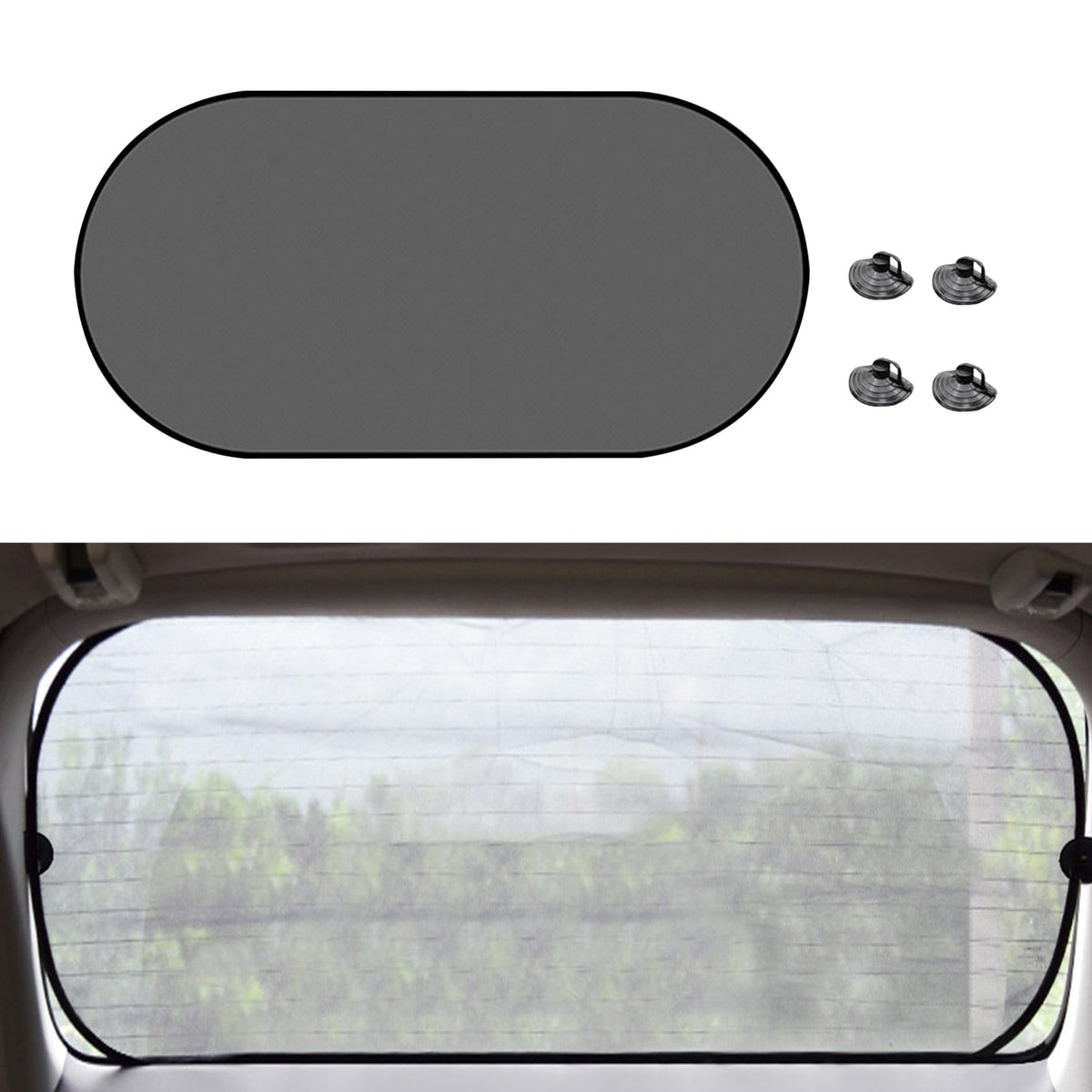 Car Rear Window Sunshade, 20''  40'' Rear Window Sun Shade Blocker with Suction Cups, Universal Car Accessories Mesh Sunlight Sh