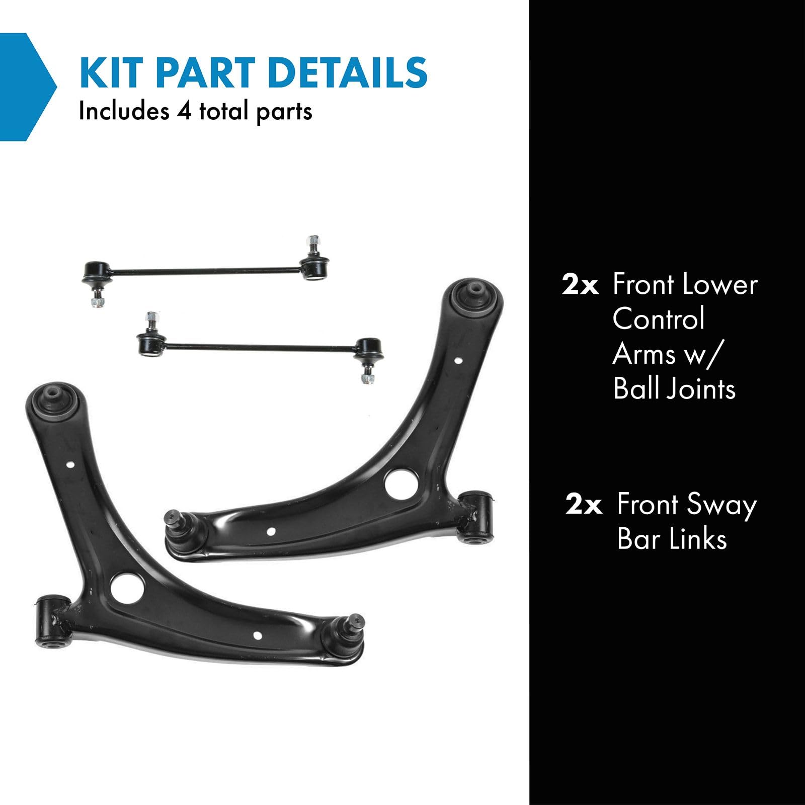 Trq Front Suspension Kit Control Arm With Ball Joint Sway Bar Stabilizer Link Compatible With 2007-2012 Dodge Caliber 2007-2017