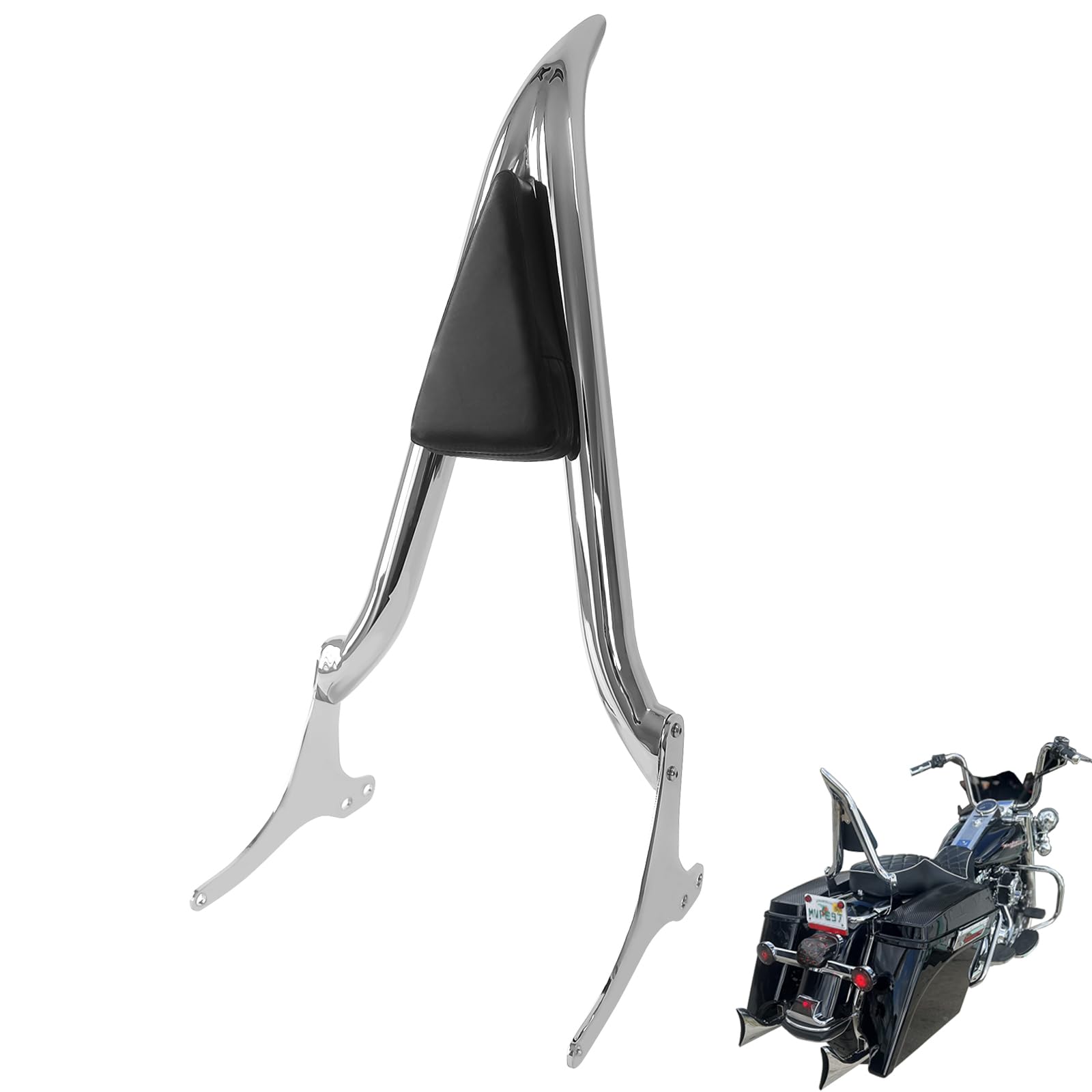 Motorcycle hd Backrest Sissy Bar Passenger Back Rest Pad Compatible for Harley Touring Road Glide Road King CVO Street Glide Ele