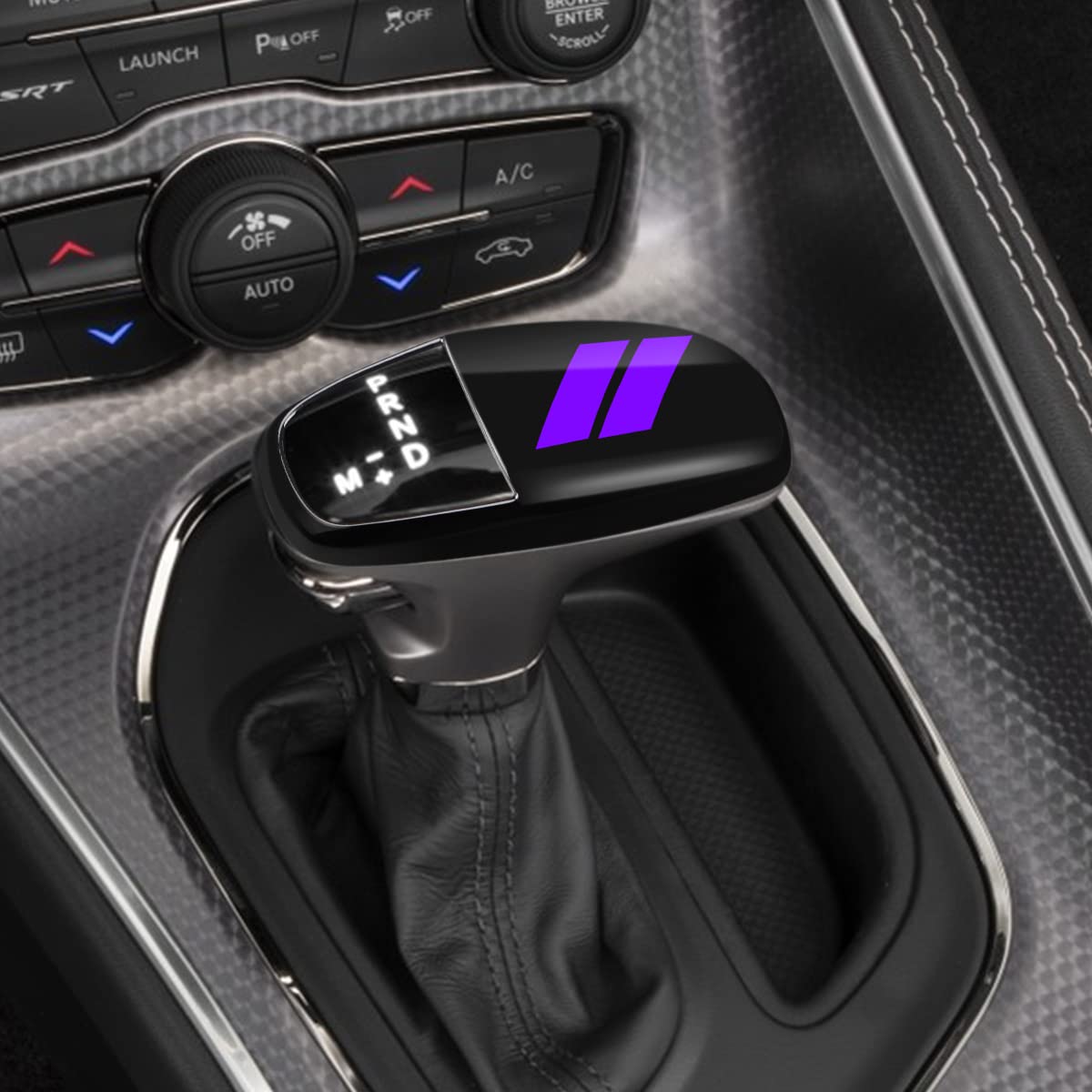 Auovo Gear Shift Knob Trim For Charger Accessories Challenger 2015-2023 / Durango 2016-2024 (Black-Purple)