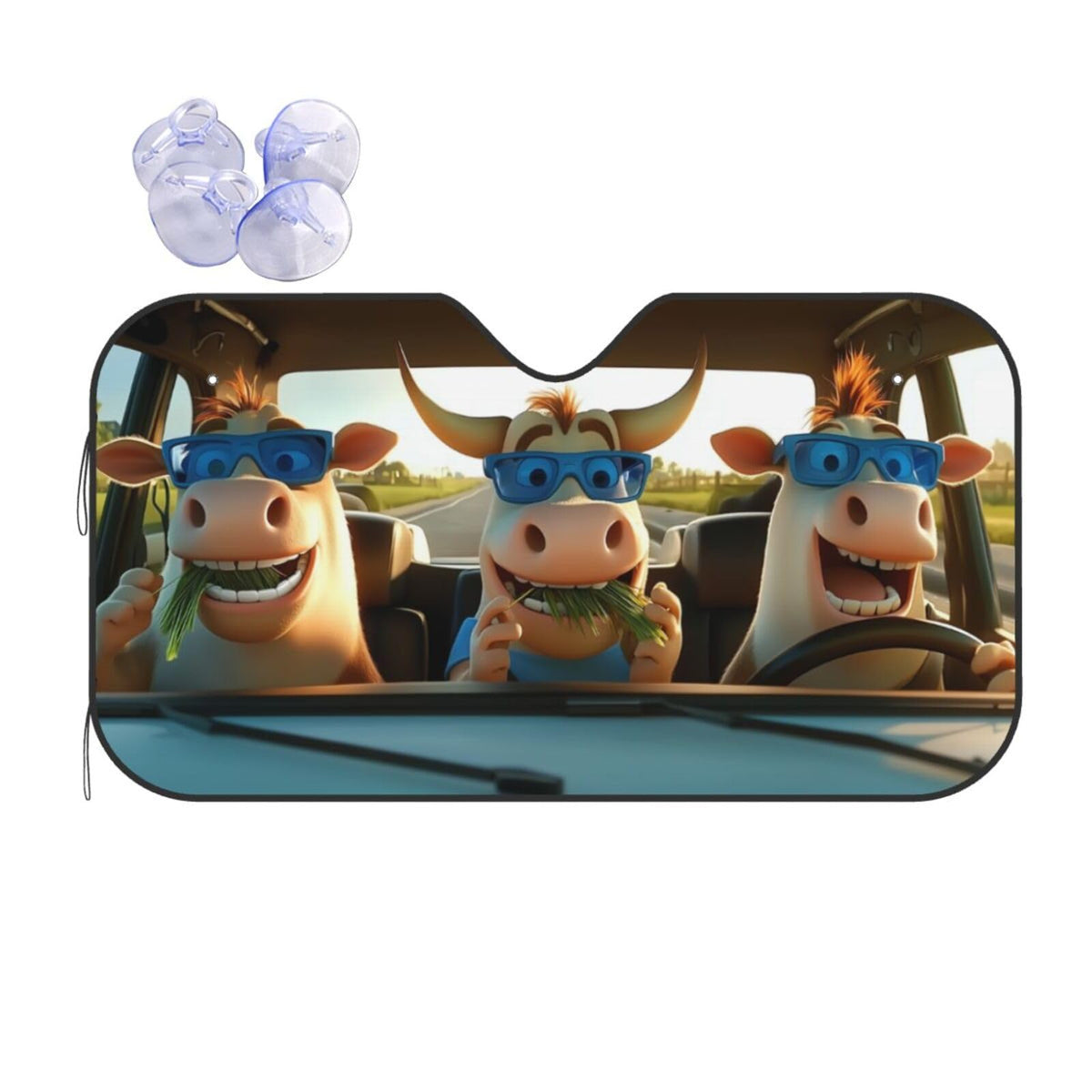 Funny Cow Car Sun Shade Windshield Sunshade Foldable Front Window Shield Cover for Truck SUV
