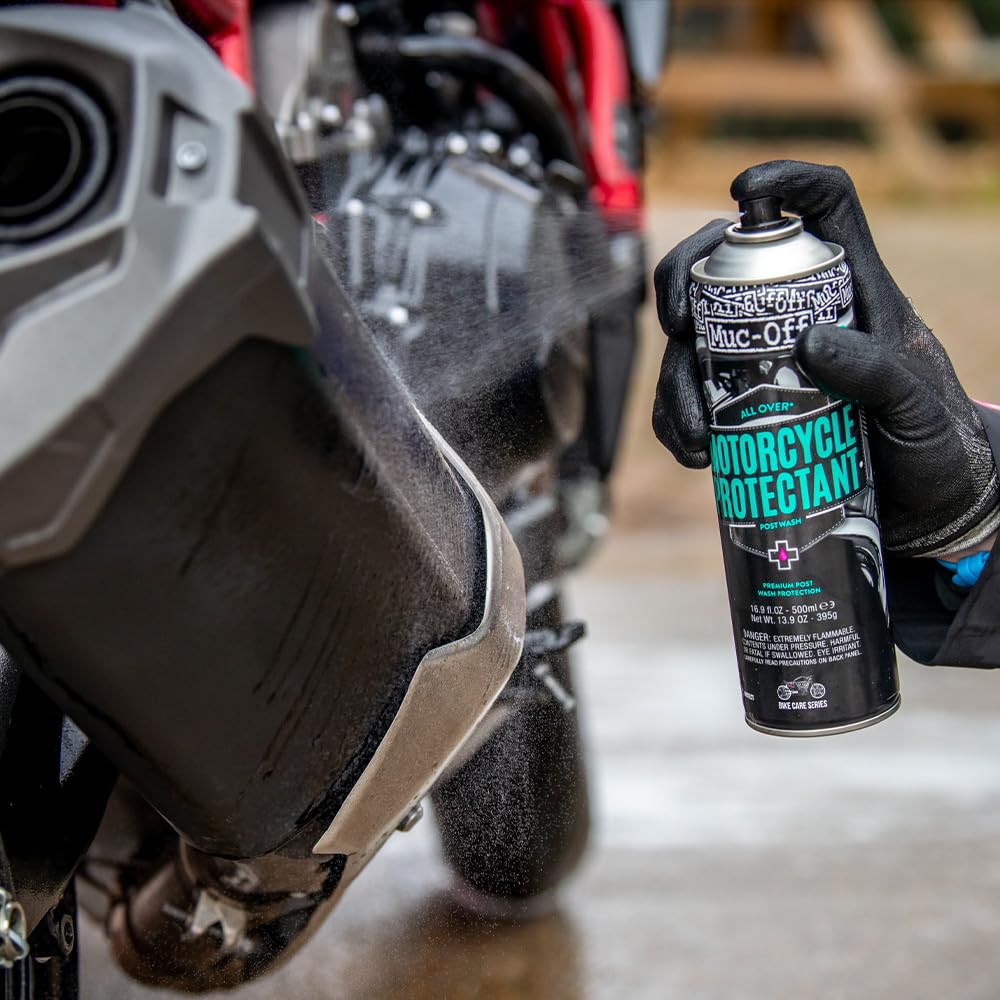 Muc-Off Motorcycle Waterless Wash & Protectant Kit - Motorcycle Cleaning Kit, Motorcycle Detailing Kit - Includes Waterless Wash And Protection Spray