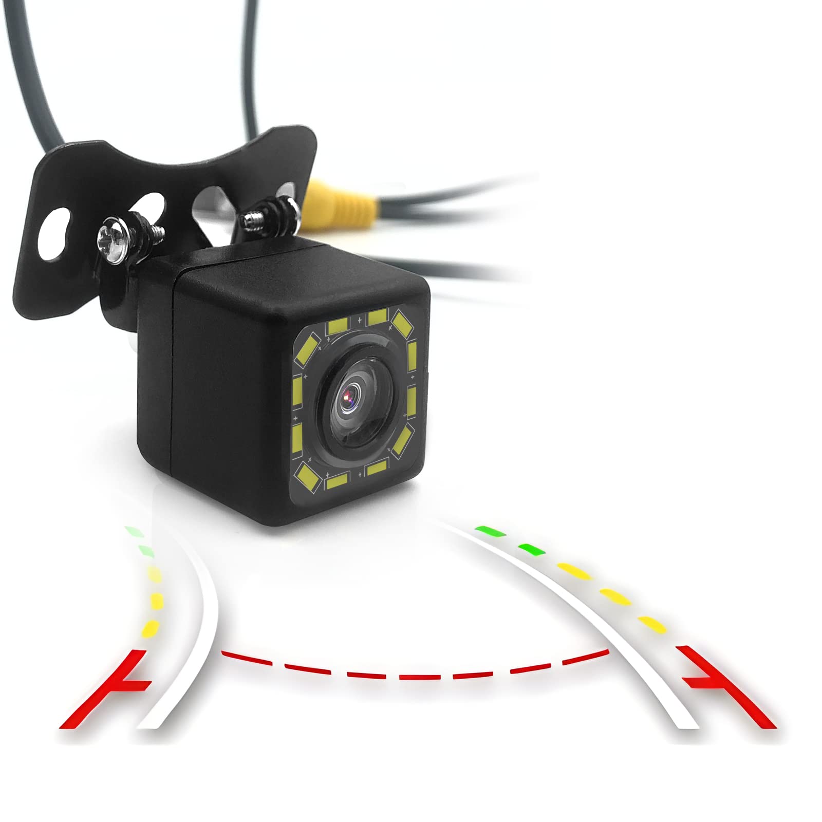 Quicto Car Backup Camera, Waterproof Ultra Hd 12 Led Night Vision Rear View Camera, 170 Wide View Angle Long License Plate Frame