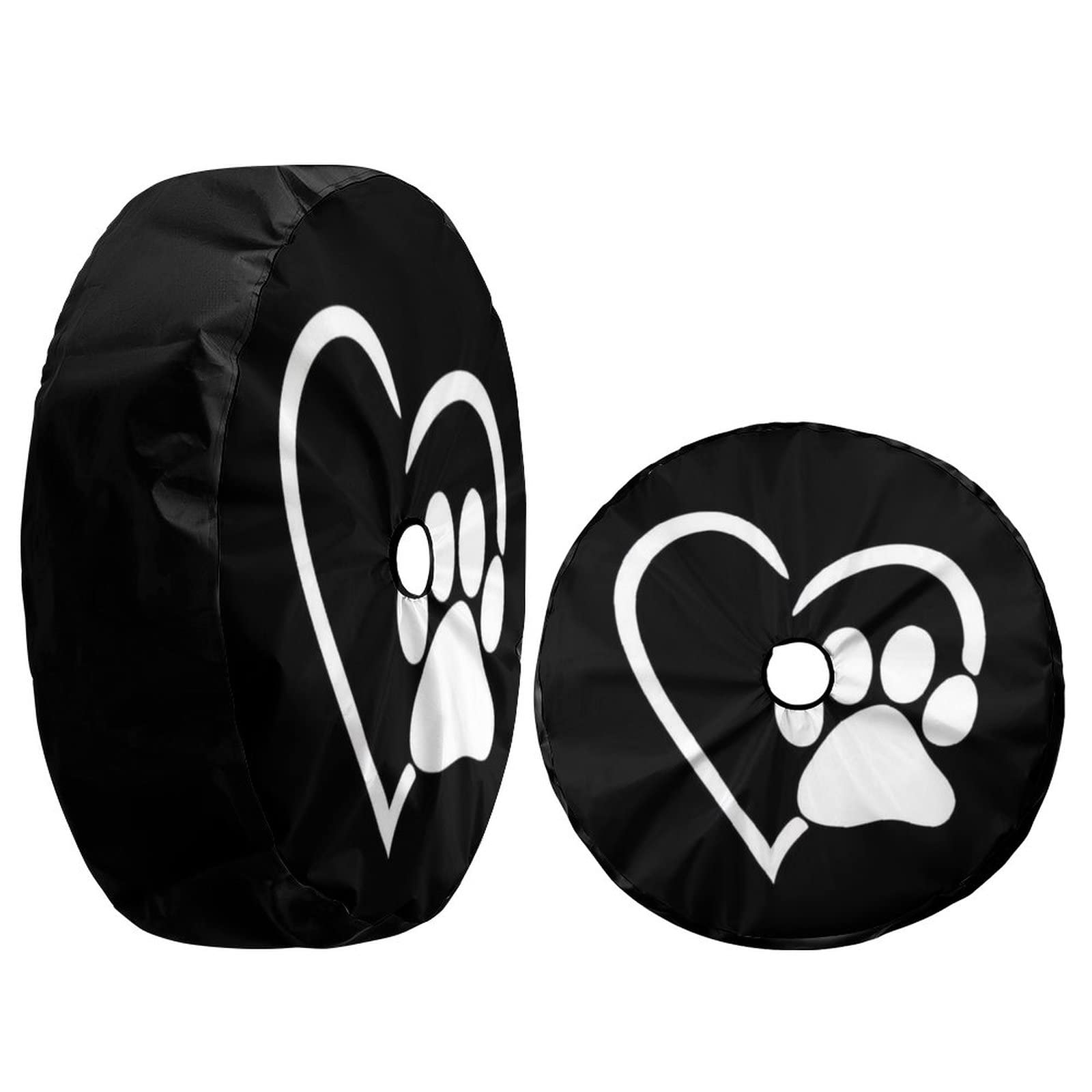 Foruidea Dog Pet Paws Love Heart Spare Tire Cover with Backup Camera Hole Wheel Tire Cover Fit Trailer, RV, SUV and Many Vehicle