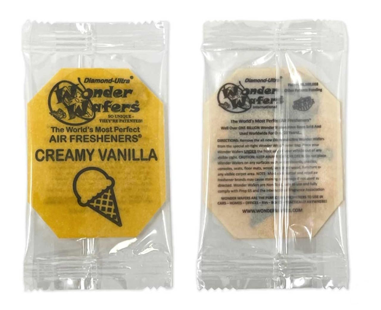 Donkey Auto Products Wonder Wafers - Diamond-Ultra Scented Car Air Fresheners, Creamy Vanilla, Pack of 15, Yellow