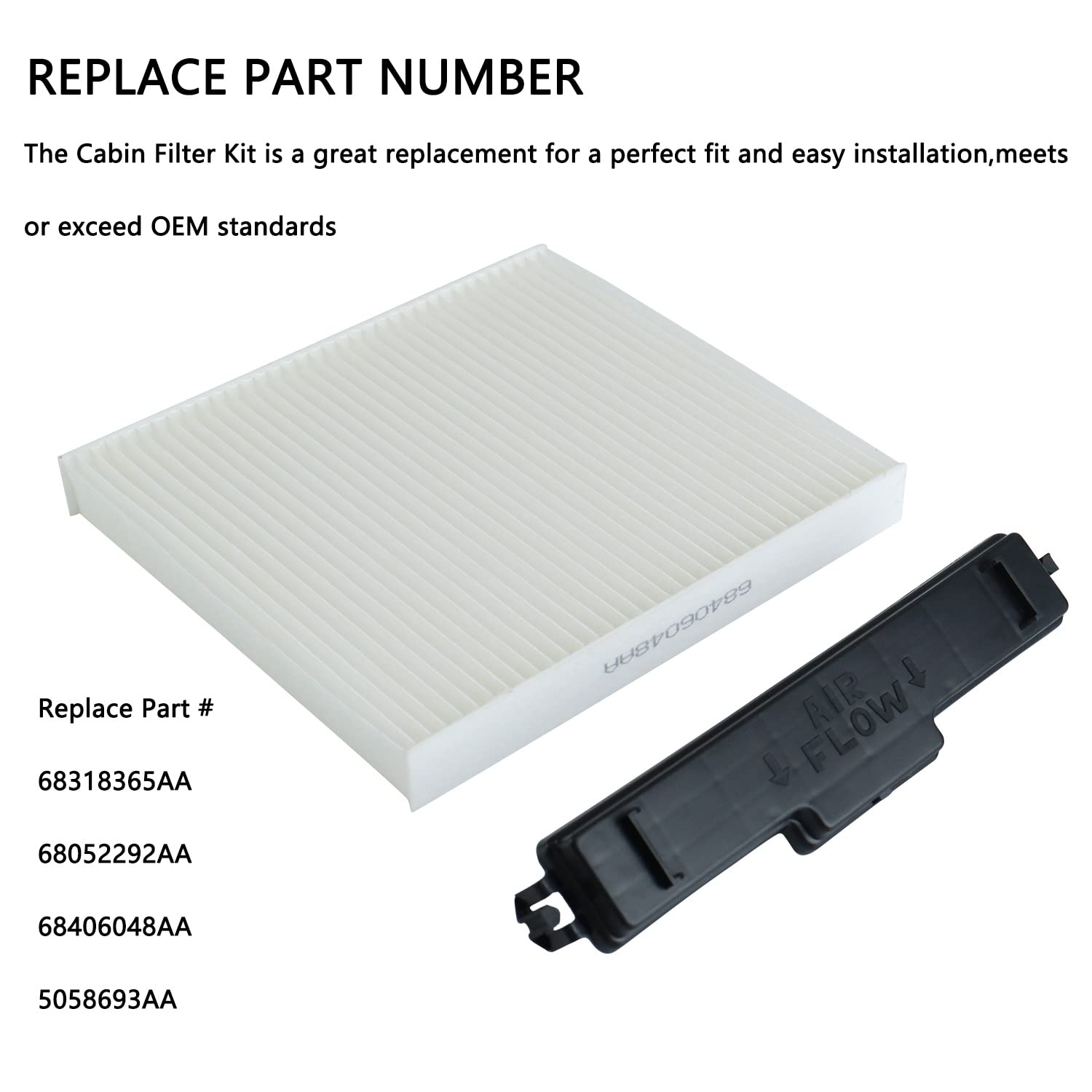 68406048Aa Cabin Air Filter & Cabin Filter Access Door Compatible With Dodge Ram 1500 2500 3500 4500 5500, J-Eep, Chrysler Repla