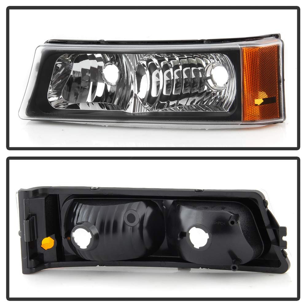 Acanii - For 2003-2006 Chevy Silverado 1500 2500 3500 Black Housing Parking Lights Bumper Signal Lamps Pair Left+Right