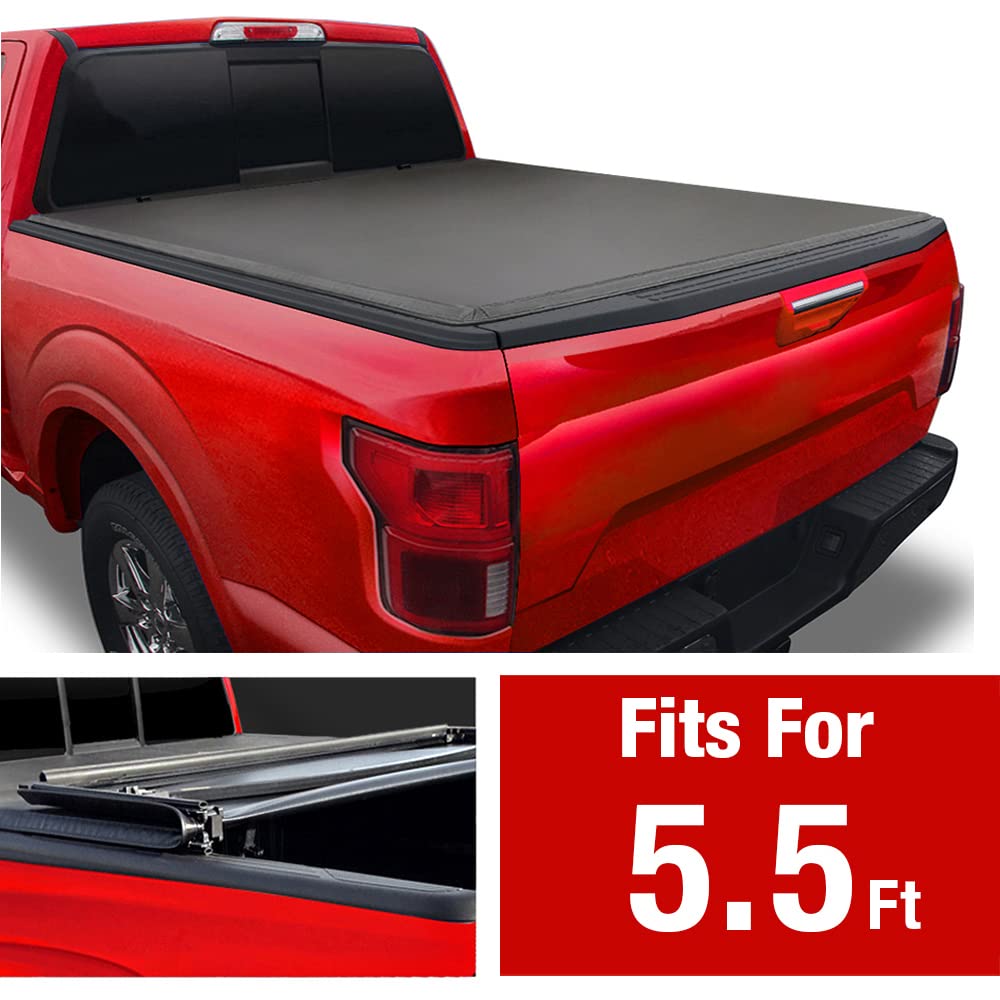 Maxmate Soft Quad-Fold Truck Bed Tonneau Cover Compatible With 2015-2020 Ford F-150 | 5.5' (67'') Bed | Tcf484041