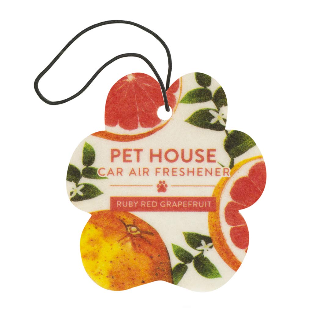 One Fur All Pet House Air Freshener - Ruby Red Grapefruit Pack Of 4 - Non-Toxic, Pet-Friendly For Small Spaces & Car - Hanging O