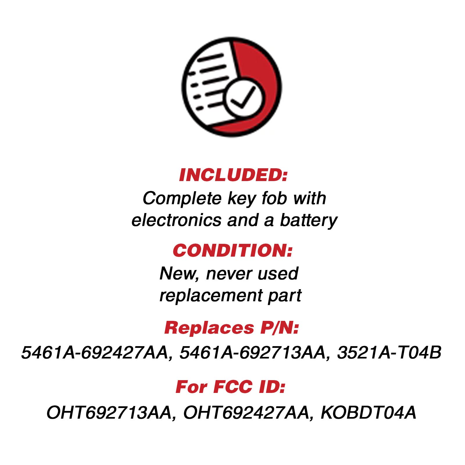 Keylessoption Keyless Entry Remote Control Car Key Fob Replacement For Oht692427Aa Kobdt04A Red