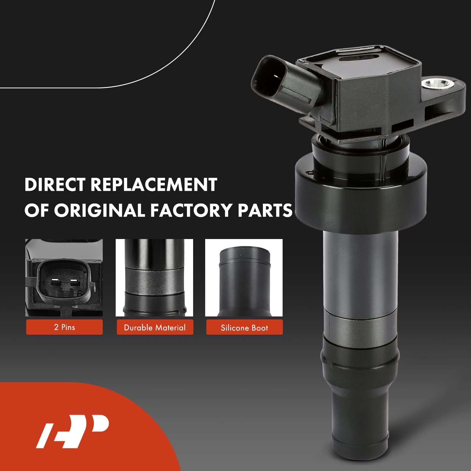 A-Premium Ignition Coil Pack & Iridium Spark Plugs Set for Hyundai Veloster 2012-2017, Accent, Kia Rio Soul 2012-2019, Black