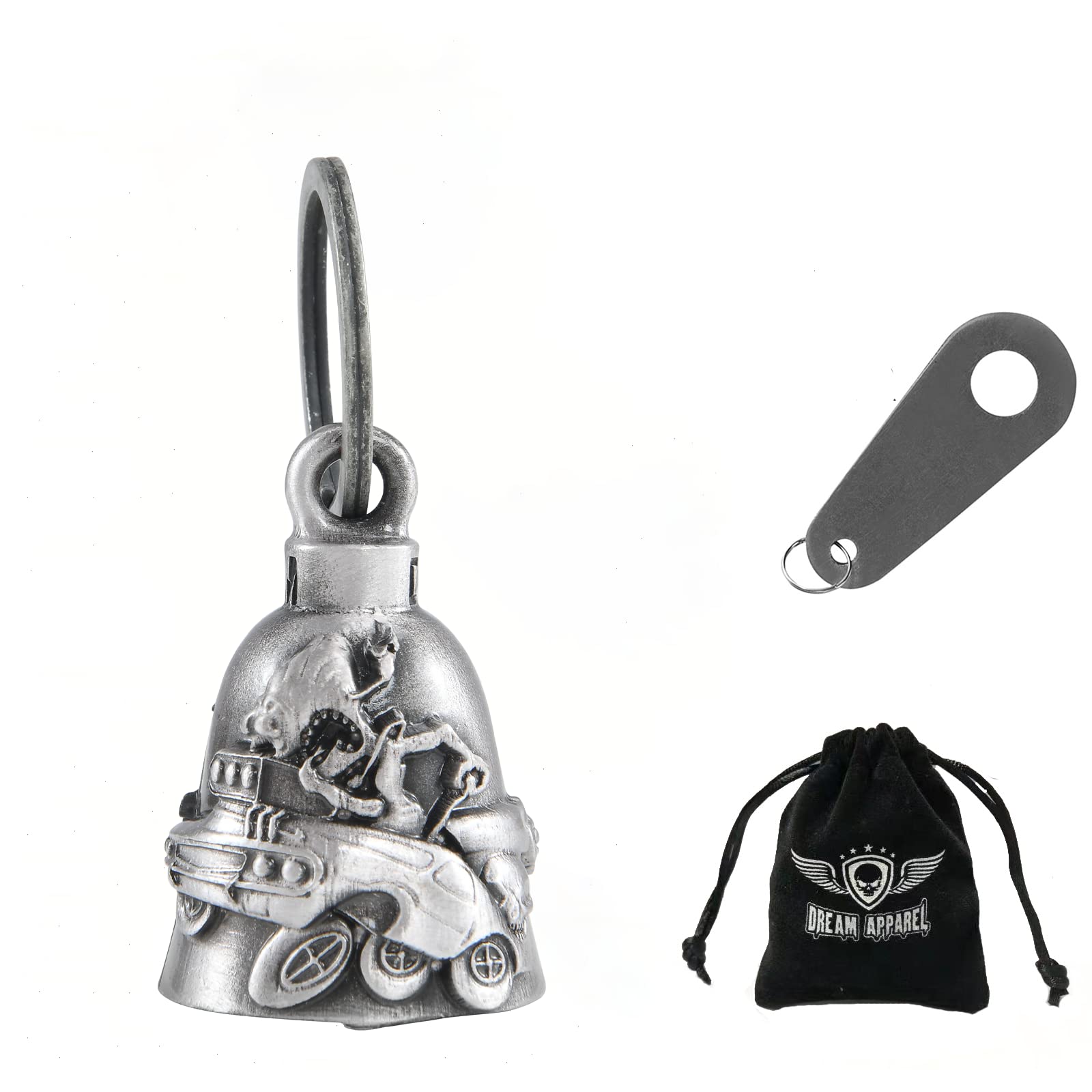 Dream Apparel Motorcycle Bell W/Hanger Biker Bell Motorcycle Accessories For Good Luck Safe Riding Luck Key Chain Bell